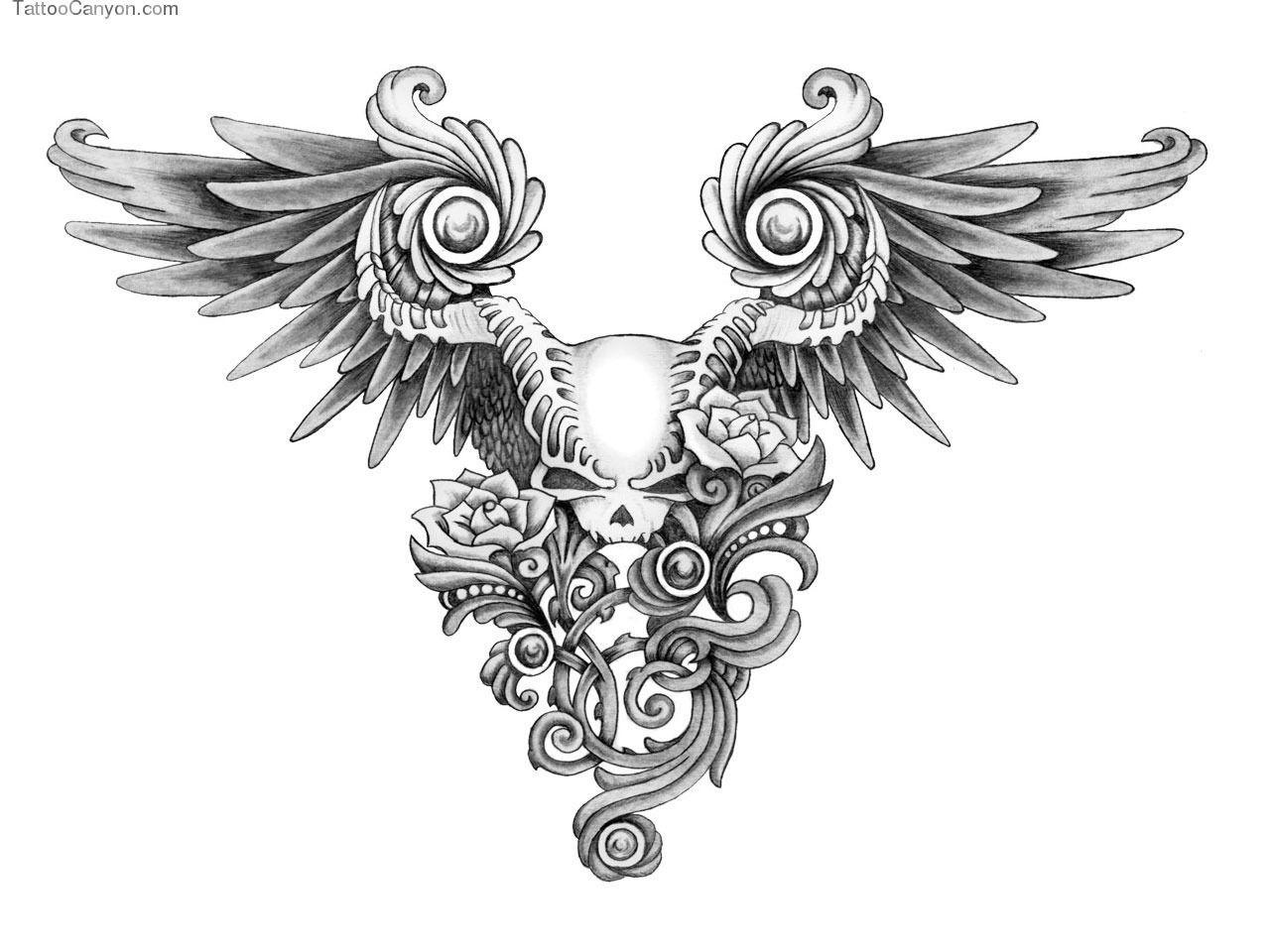 1280x960 Free Designs Skull With Wings Tattoo Wallpaper picture 12350