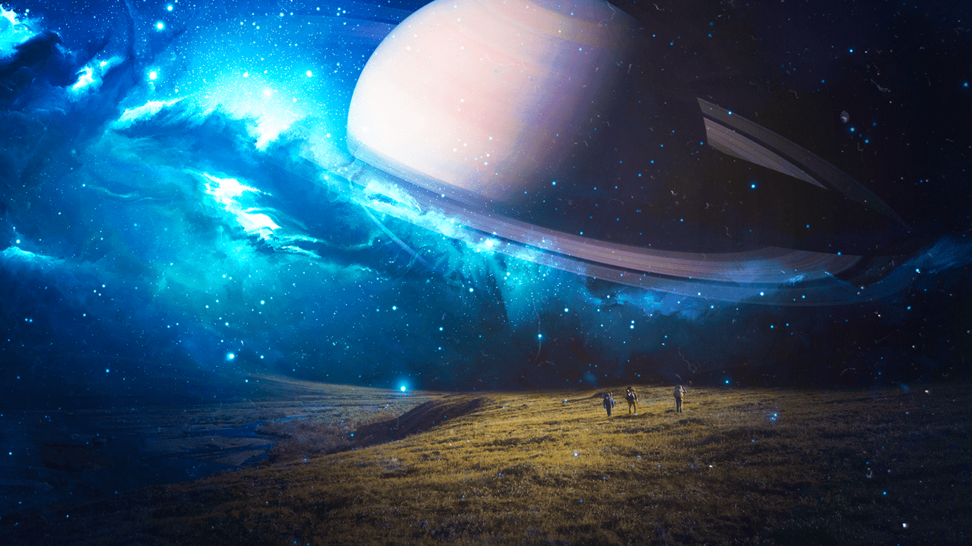 1366x768 Fantasy Art Space Planet Stars Landscape Wallpaper For Your XFCE Desktop