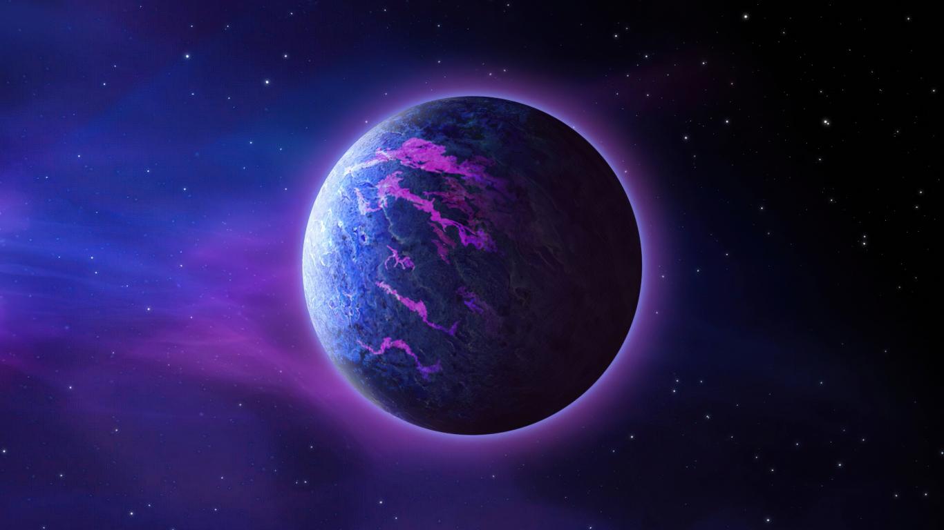 1366x768 Blue Violet Planet Fantasy Wallpaper Background