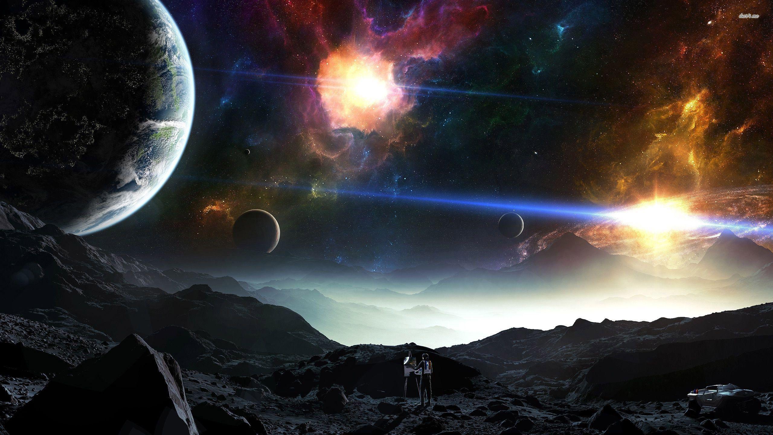 2560x1440 Planet nebula fantasy Wallpaper. Lumia Wallpaper Free HD. Space watercolor, Wallpaper, Space artwork