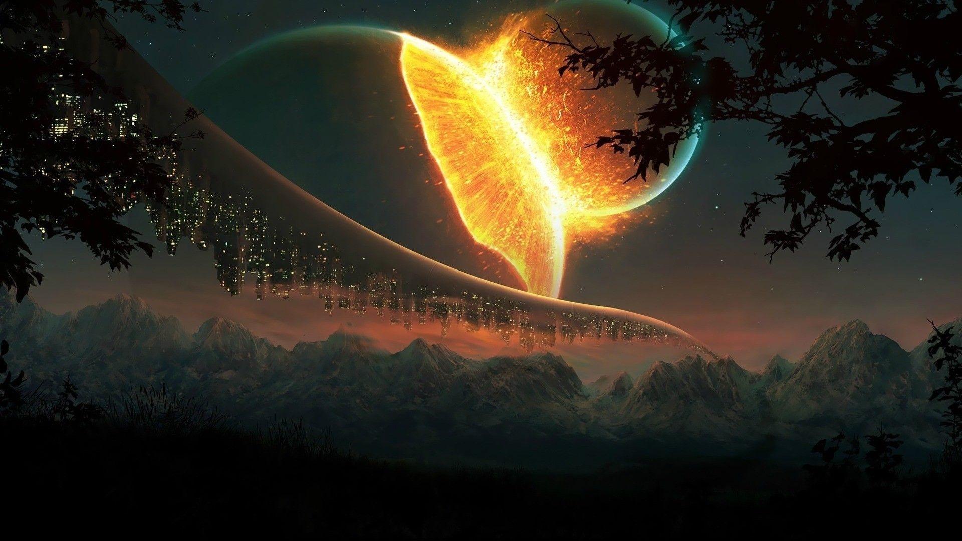1920x1080 lights, planet, science fiction, fantasy art, nature, explosion Gallery HD Wallpaper