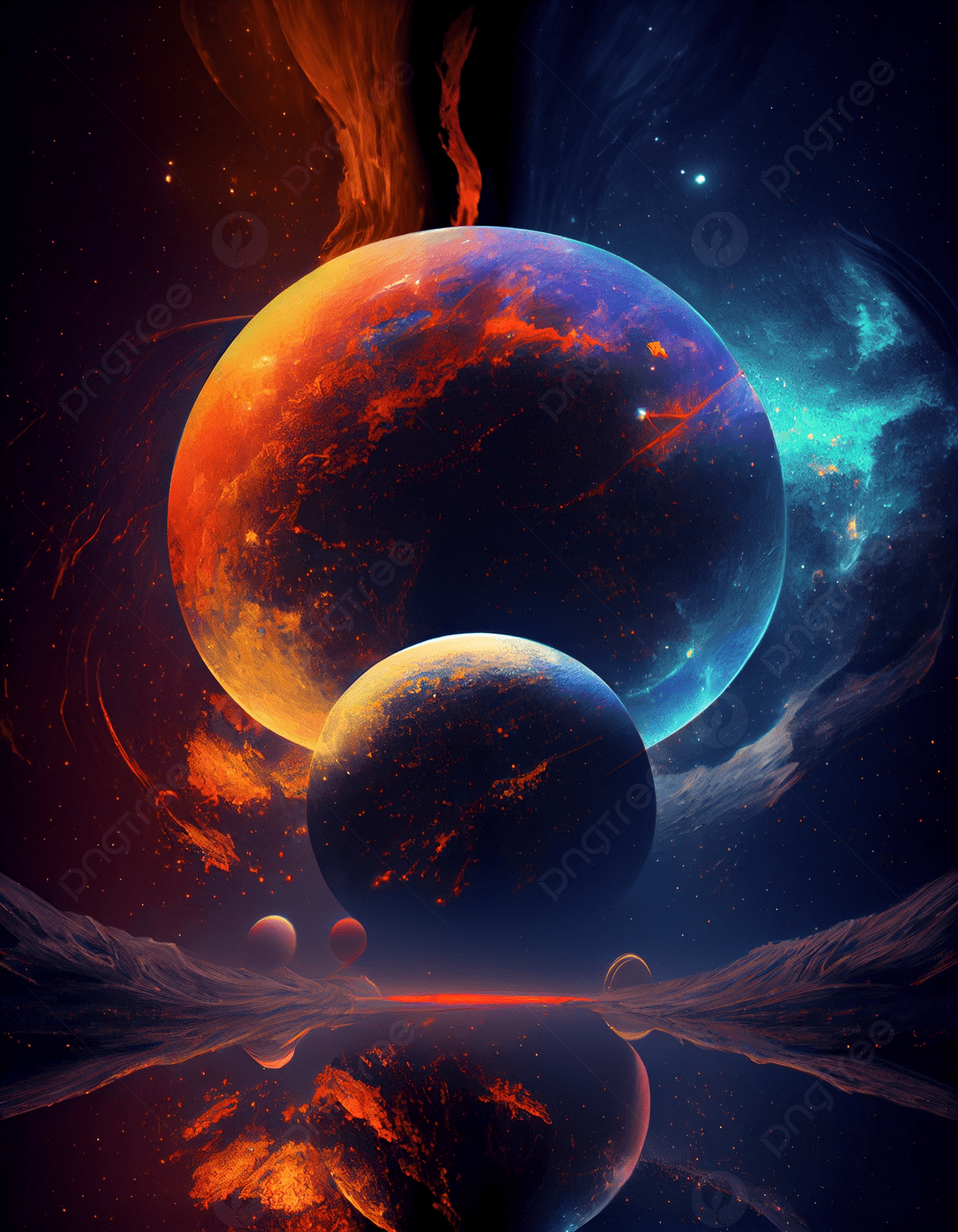 1200x1543 Cartoon Fantasy Planet Universe Starry Sky Illustration Background Wallpaper Image For Free Download