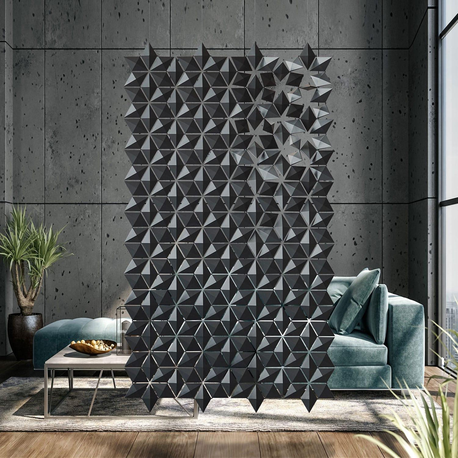 1500x1500 Facet hanging room divider 136 x 236cm in Graphite • Bloomming