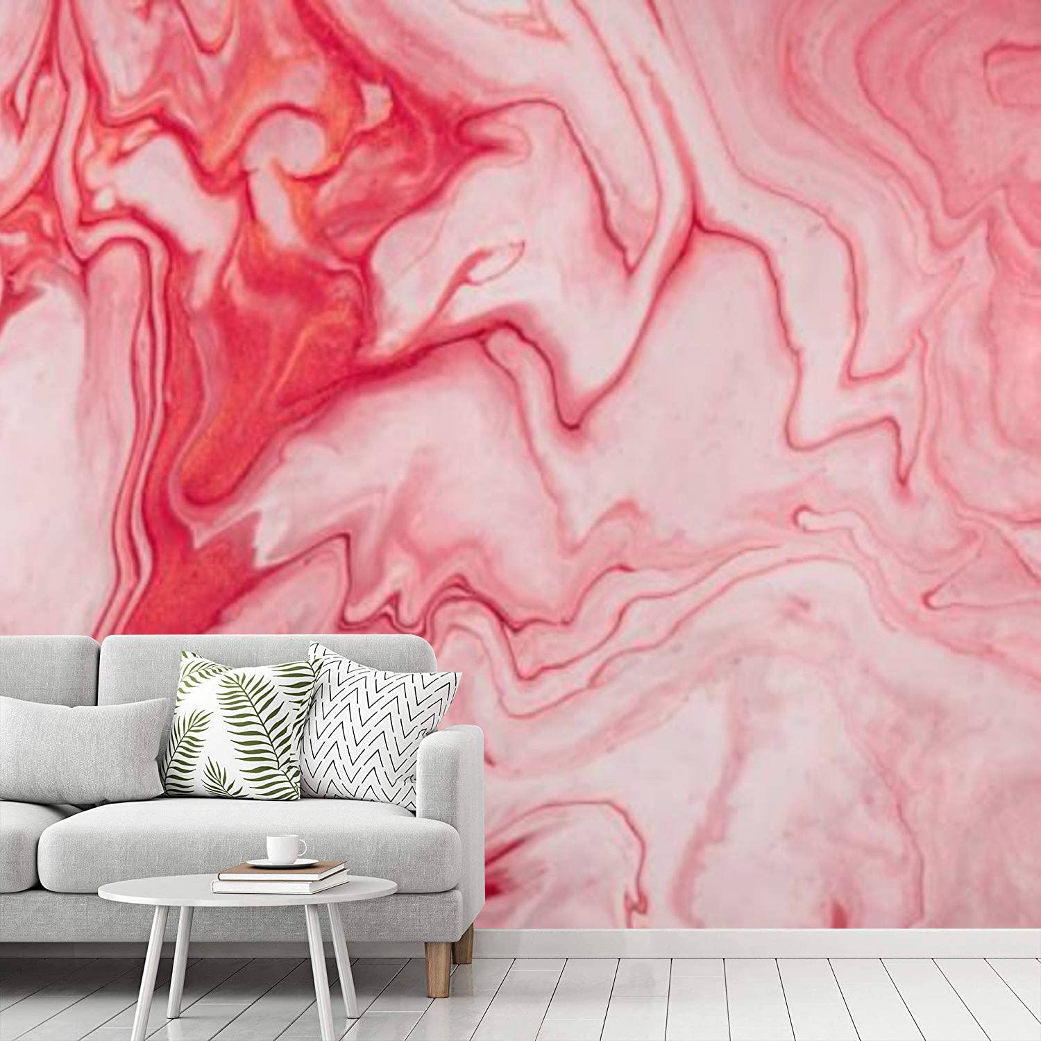 1500x1500 Peel and Stick Wallpaper Abstract Fluid Art Dark red and White Colors Liquid Marble Acrylic Self Adhesive Removable and Contact Paper for Room Home Bedroom Living Room Decoration Mural Wall Paper