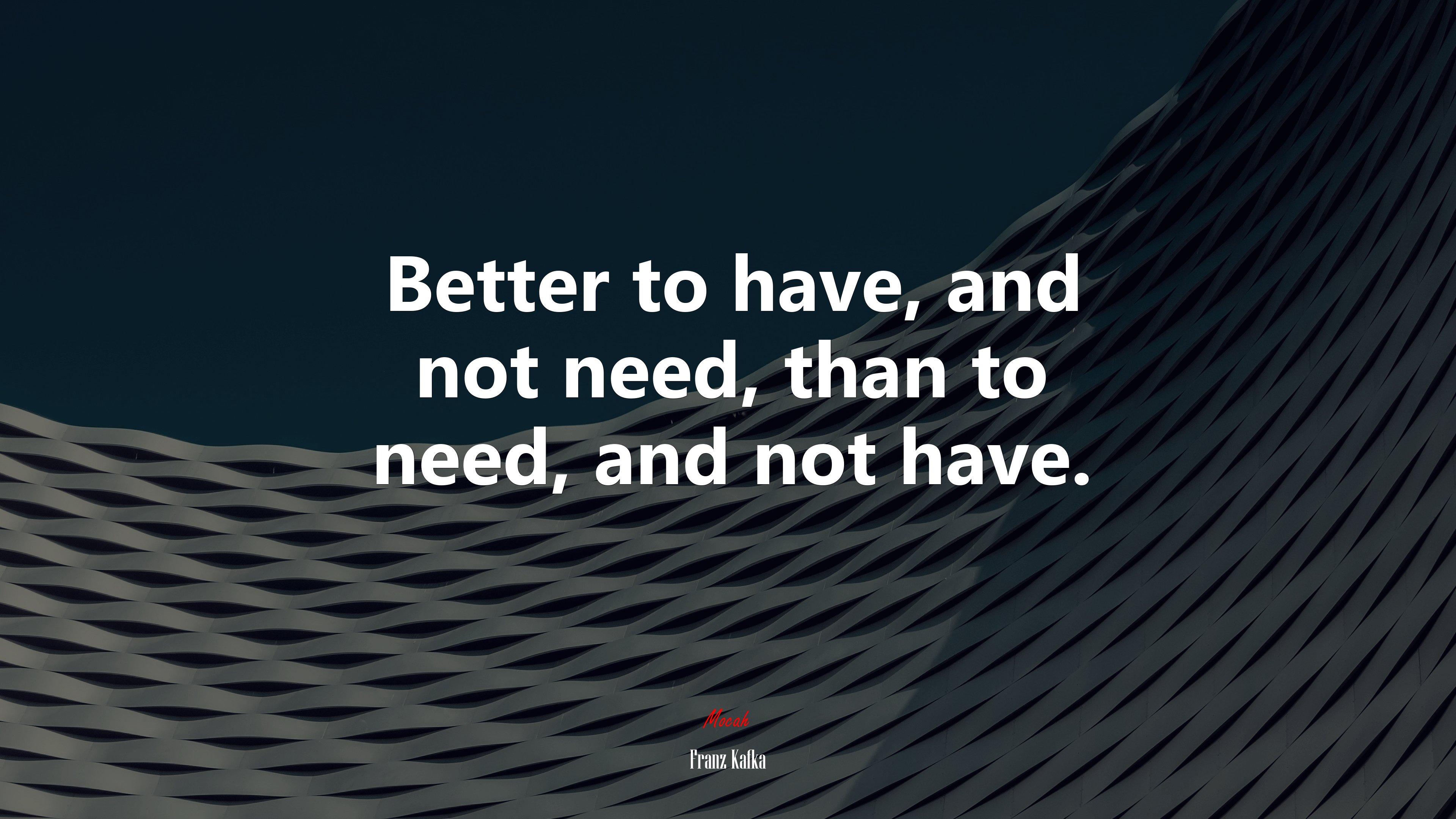 3840x2160 Better to have, and not need, than to need, and not have. Franz Kafka quote Gallery HD Wallpaper