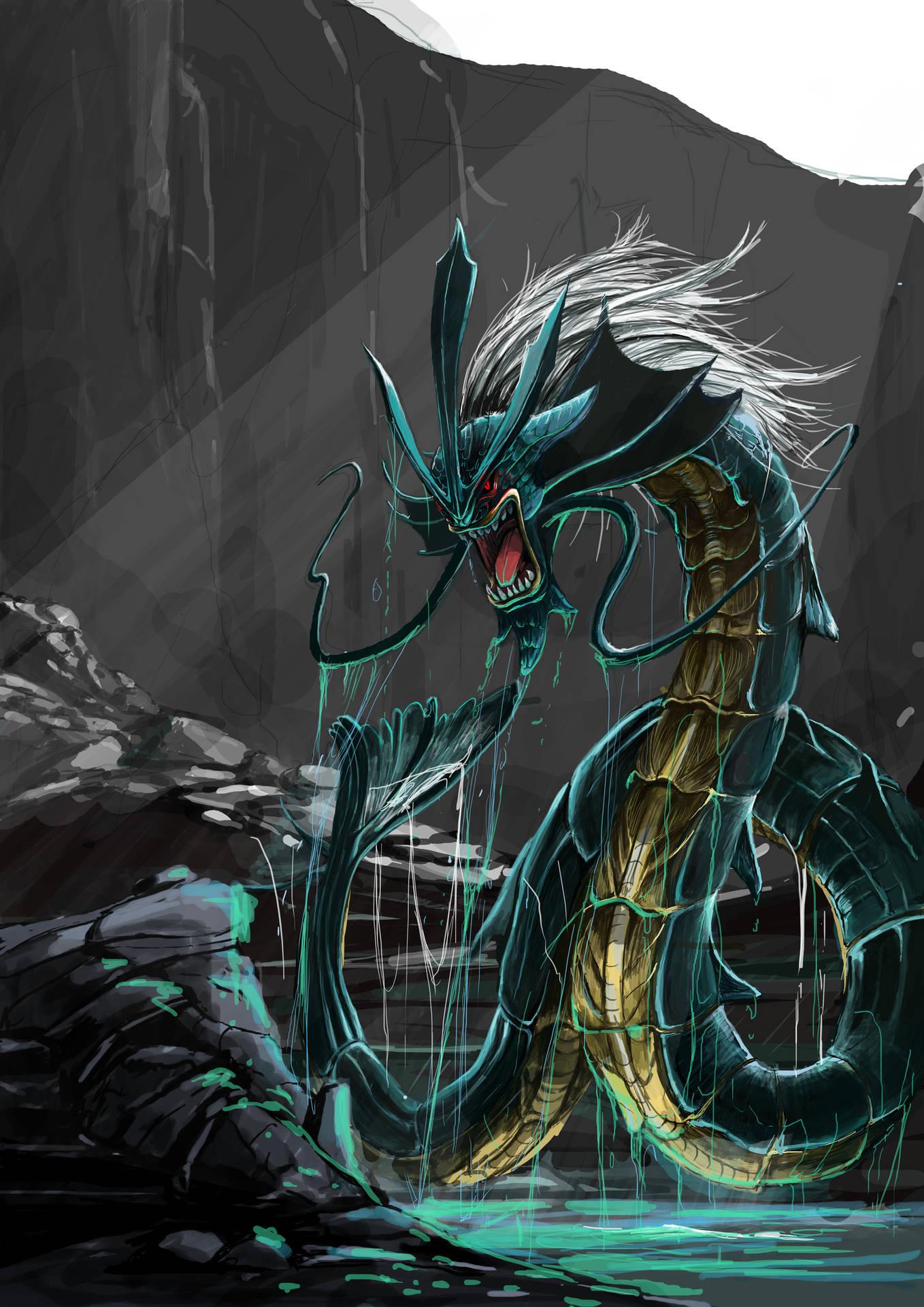 1358x1920 Download Ferocious Gyarados Fanart Wallpaper