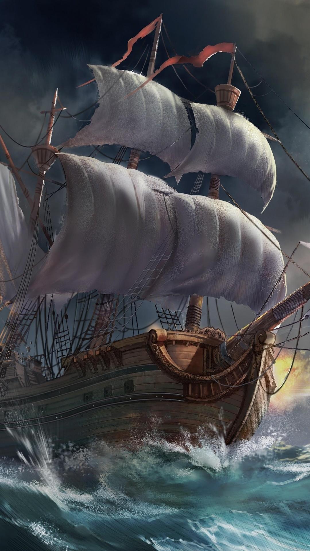1080x1920 Ship Wallpaper for iPhone Pro Max, X, 6