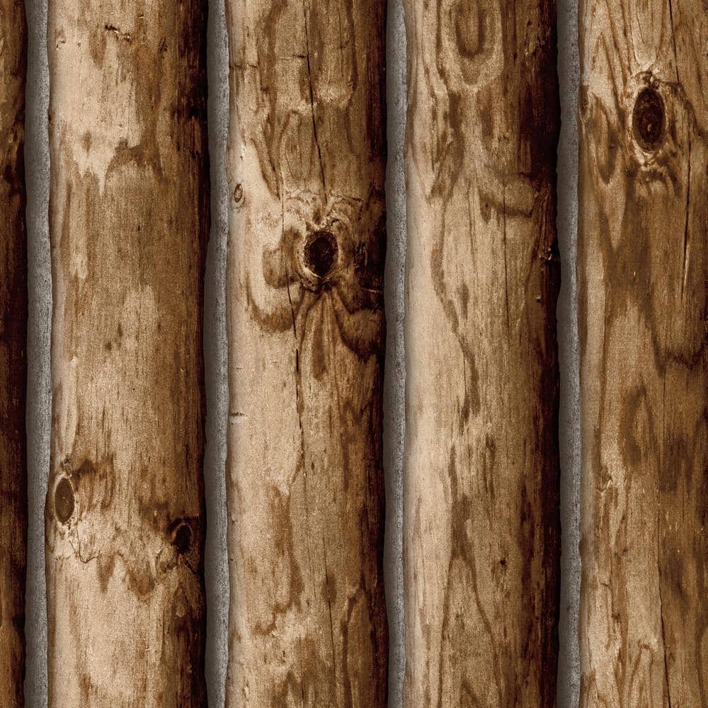 1000x1000 RoomMates Cabin Logs Brown Vinyl Peel & Stick Wallpaper Roll (Covers 28.18 Sq. Ft.) RMK11308WP Home Depot