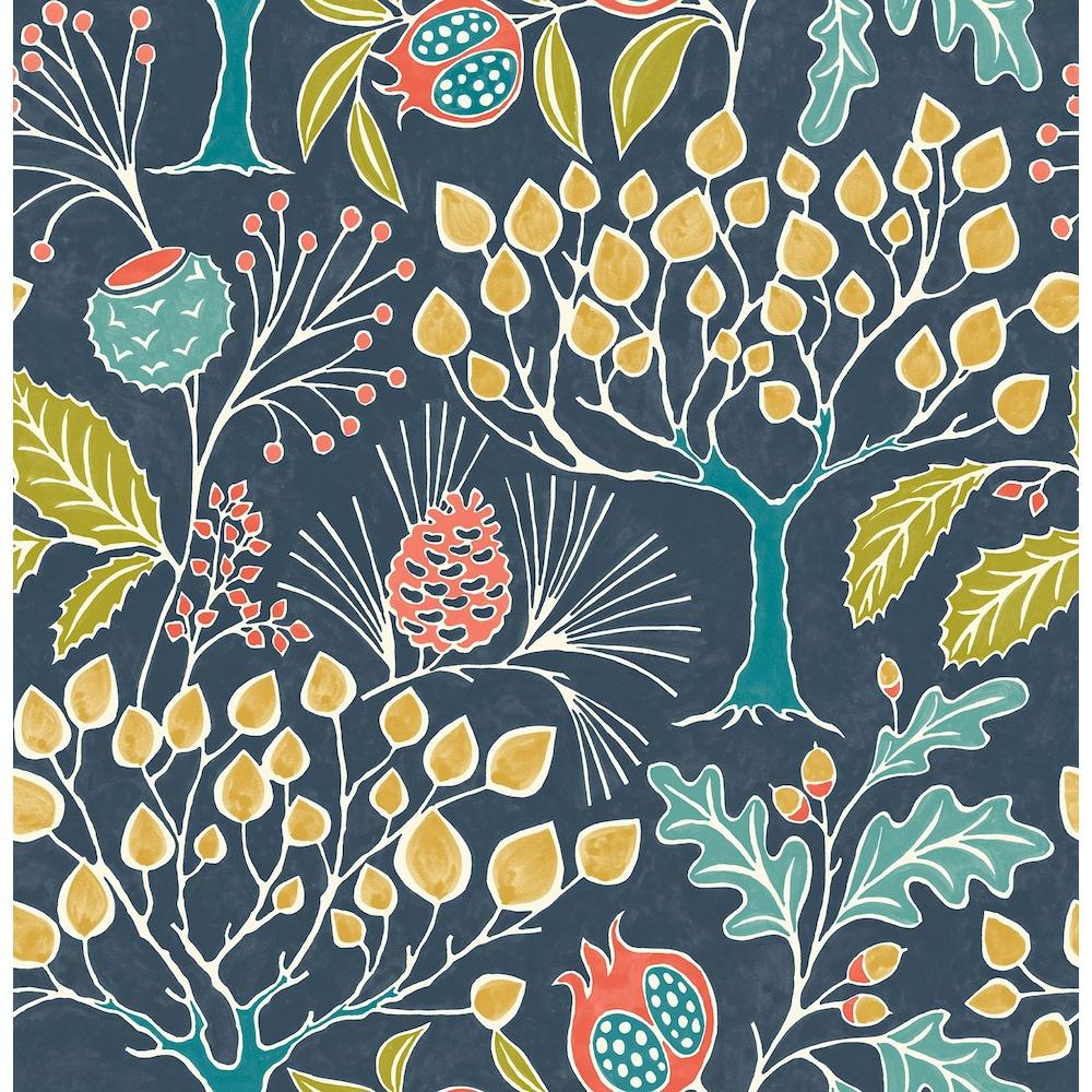 1000x1000 NuWallpaper Groovy Garden Navy Peel & Stick Wallpaper. The Home Depot Canada