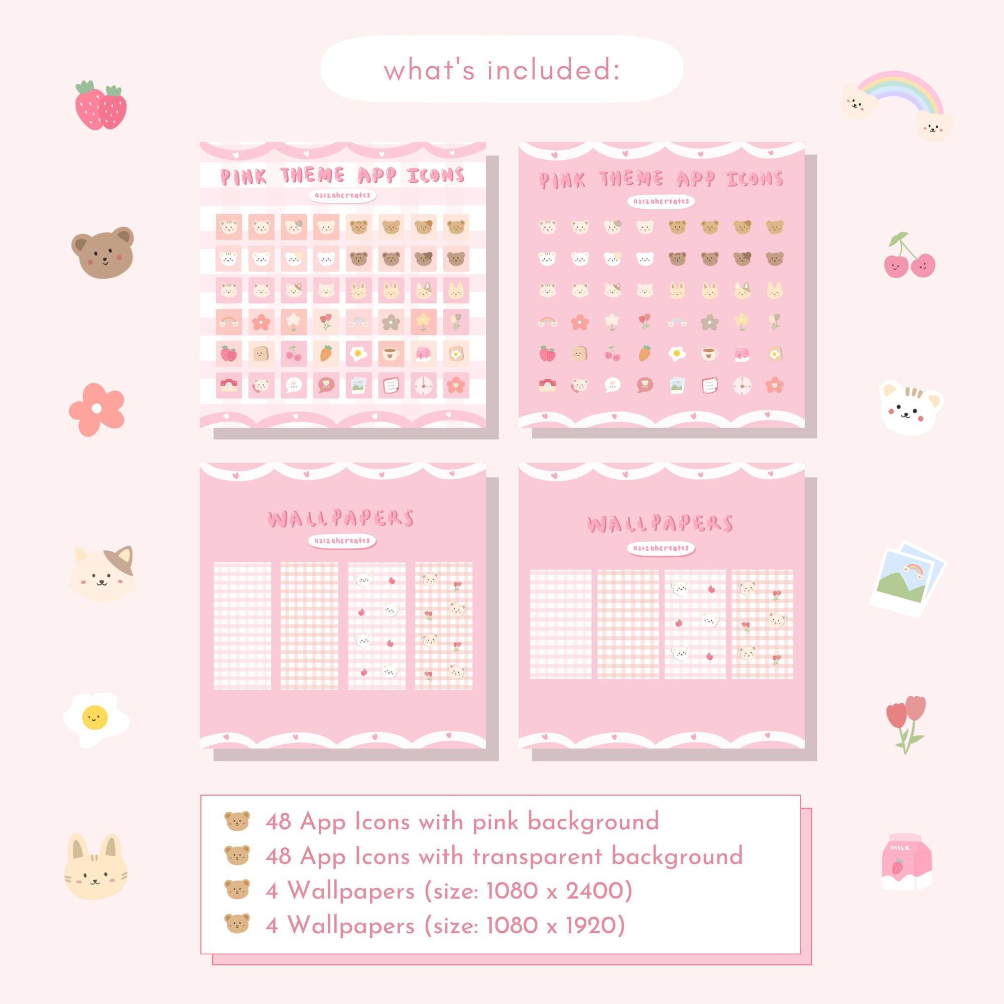 2000x2000 Buy Cute Aesthetic App Icon Pink Theme App Icon Kawaii App Online in India