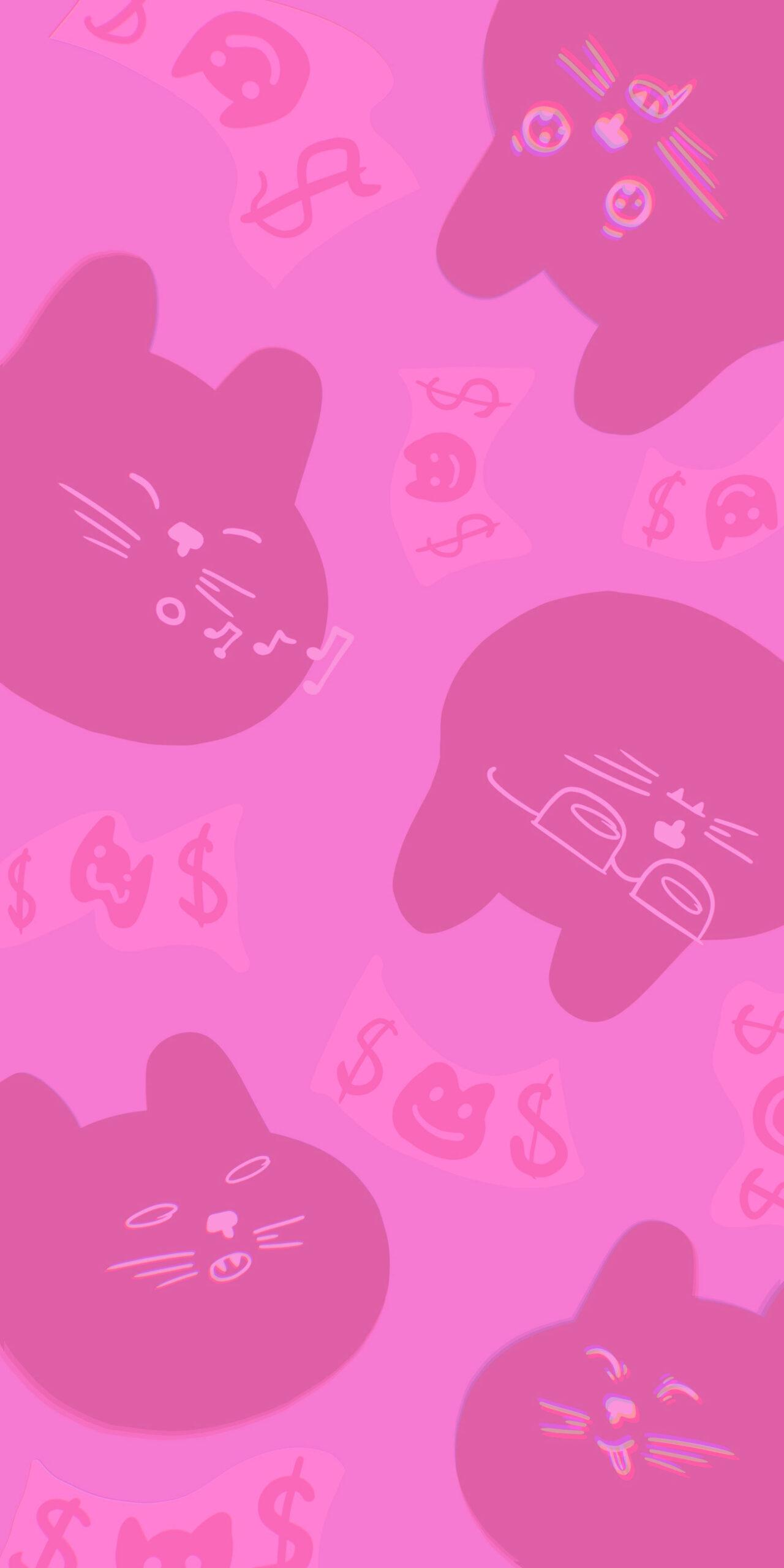 1280x2560 Black Cat and Cash Pink Wallpaper Black Cat Wallpaper iPhone