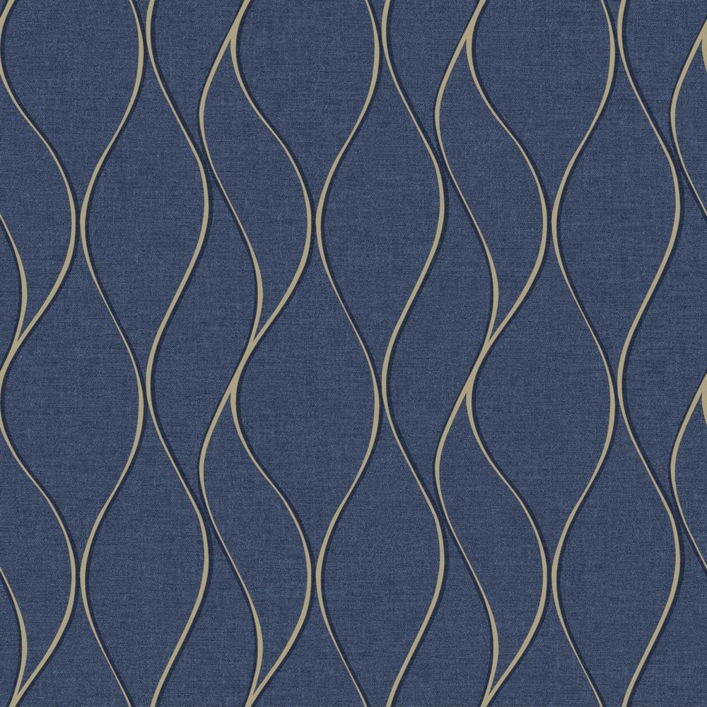 1000x1000 RoomMates Navy Wave Ogee Vinyl Peel & Stick Wallpaper Roll (Covers 28.18 Sq. Ft.) RMK11293WP Home Depot