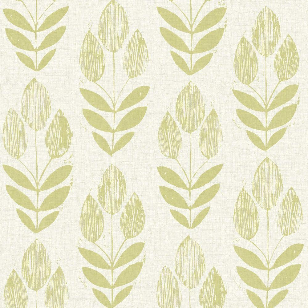 1000x1000 Beacon House Scandinavian Green Block Print Tulip Strippable Roll Wallpaper (Covers 56 Sq. Ft.) 2535 20649 Home Depot