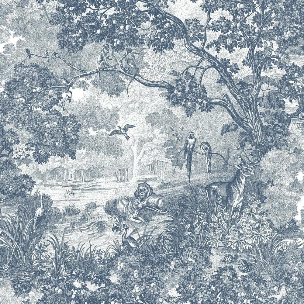 1000x1000 RoomMates Jungle Toile Peel and Stick Wallpaper (Covers 28.18 sq. ft.) RMK11917WP Home Depot
