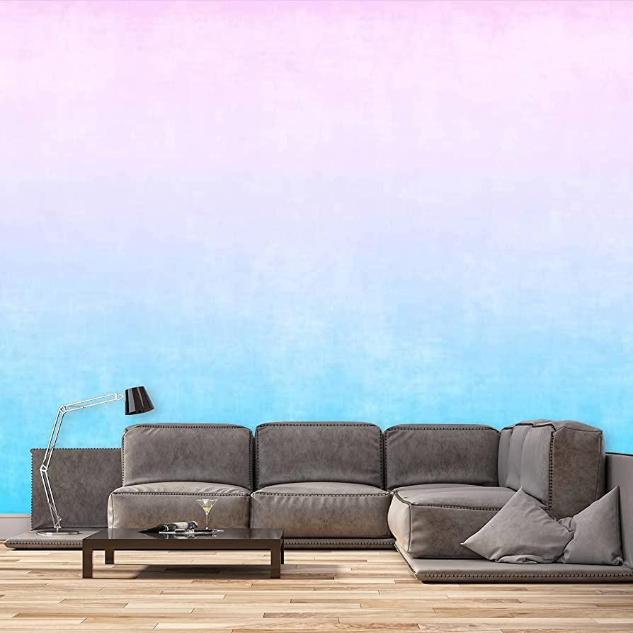 894x894 ARJRVIWNS Background Pink Blue Light Gradient Grunge Pastel Ombre Morning Summer Wallpaper, Self Adhesive Canvas Wall Paper, Modern Peel and Stick Wall Mural, Bedroom Living Room for Wall Decor 66x96