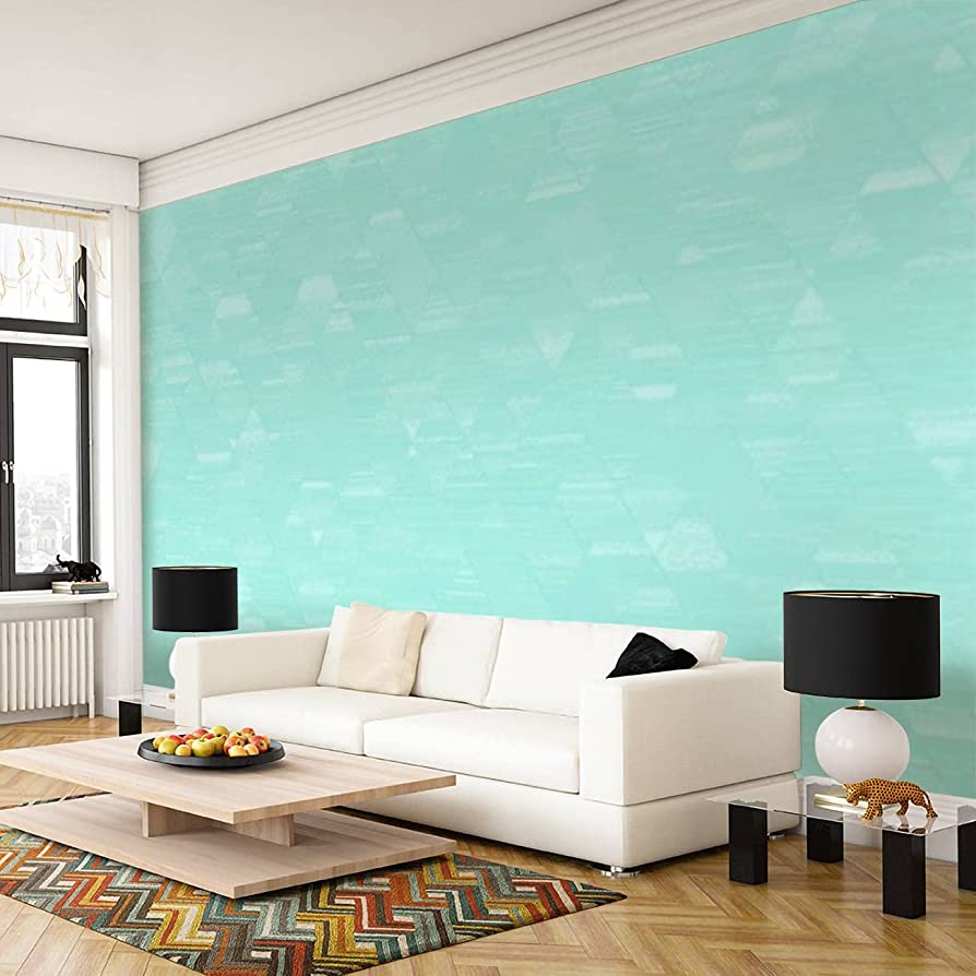 894x894 Wallpaper Peel and Stick Pastel Teal Grunge Diamond Triangle Seamless Mint Green Light Blue Large Wall Mural Removable Sticker Vinyl Film Covering Self Adhesive Decoration for Living Room