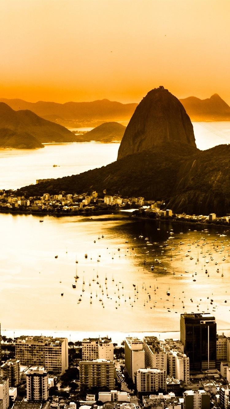 750x1334 Brazil, Rio De Janeiro, City Top View, Coast, Dawn, Fog 750x1334 IPhone 8 7 6 6S Wallpaper, Background, Picture, Image