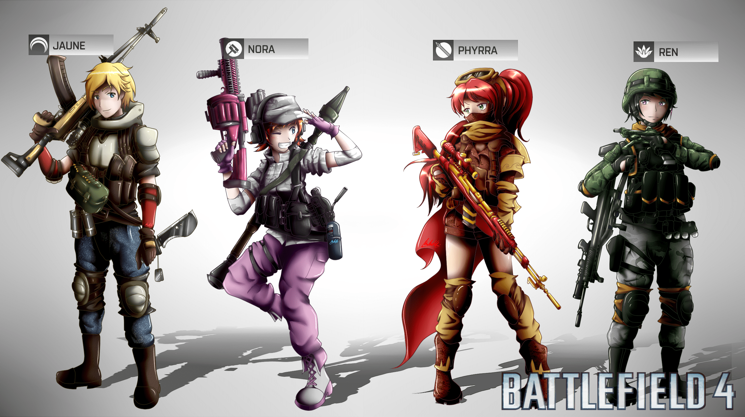 2500x1400 RWBY Battlefield 4 Battlefield Anime Boys Anime Girls Weapon Pyrrha Nikos Nora Wallpaper:2500x1400