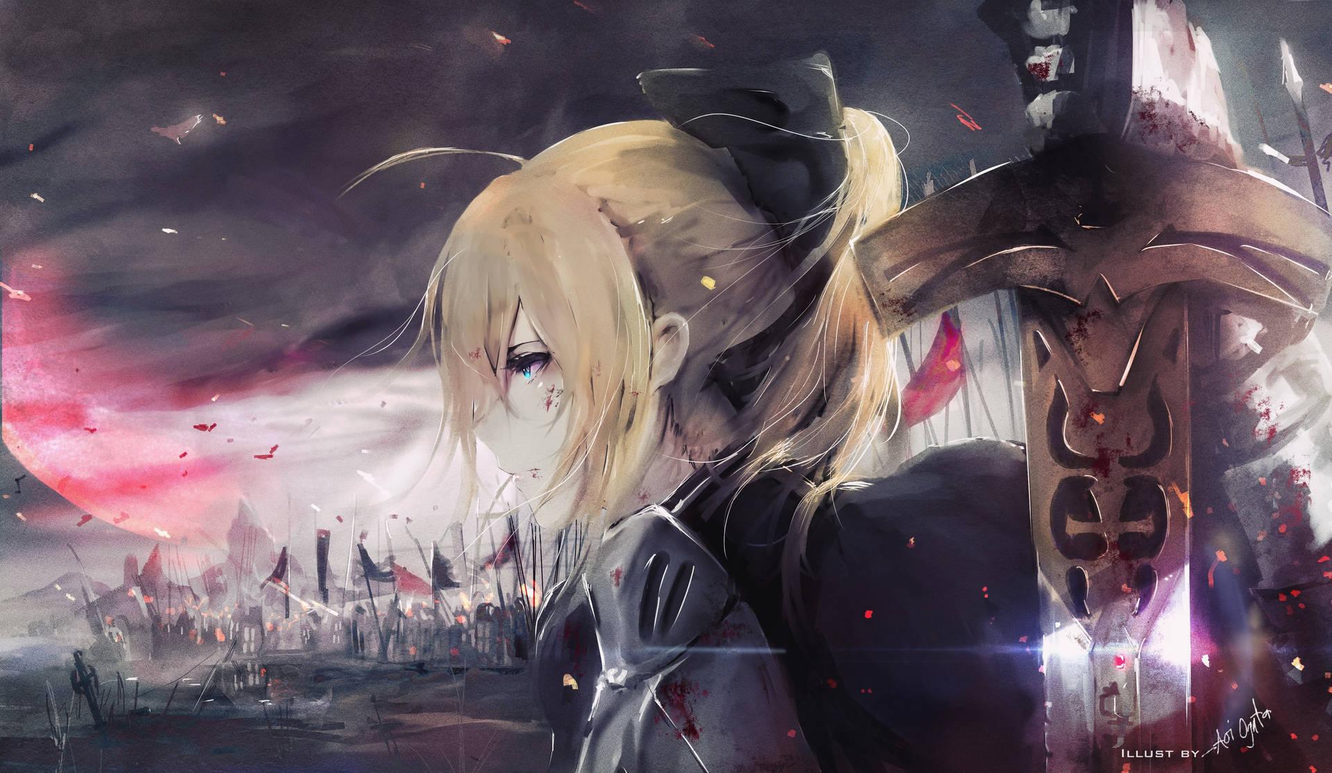 1920x1115 Download 4k Anime Sabre Battlefield Wallpaper
