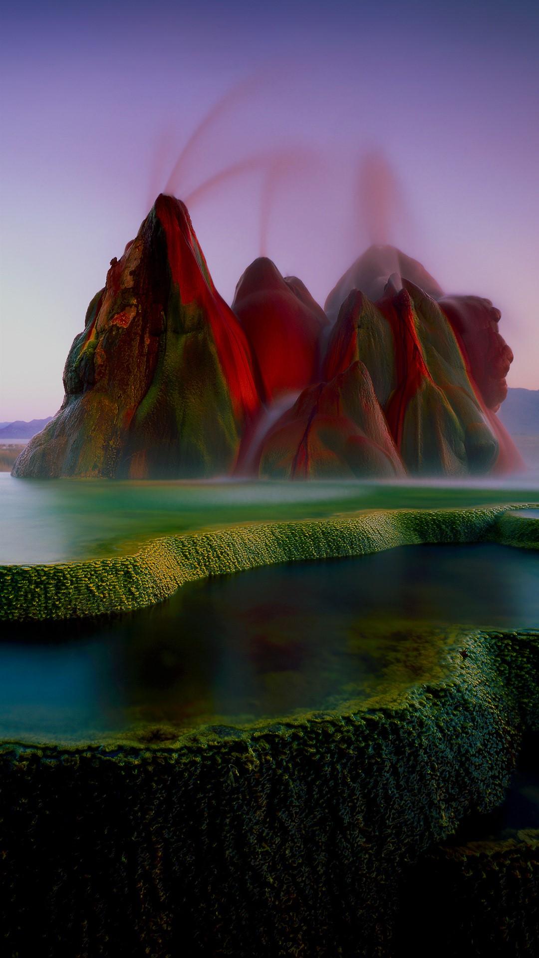 1080x1920 Fly Geyser after sunset, Black Rock Desert, Washoe County, Nevada, USA. Windows 10 Spotlight Image