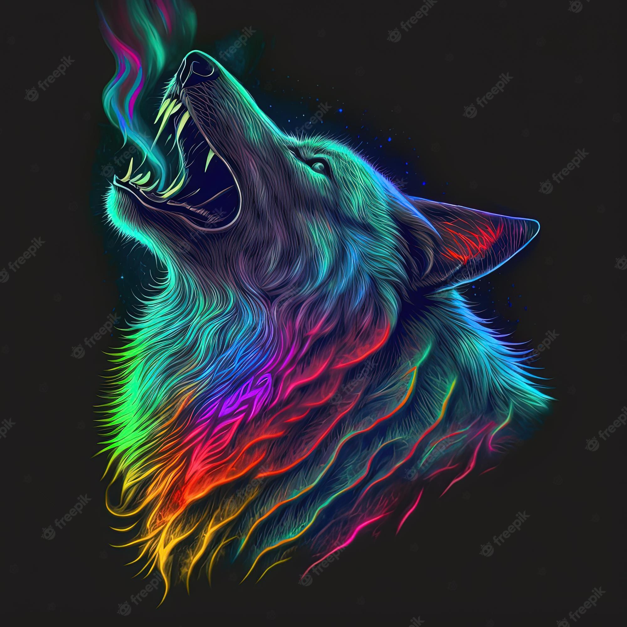 2000x2000 Neon Wolf Picture