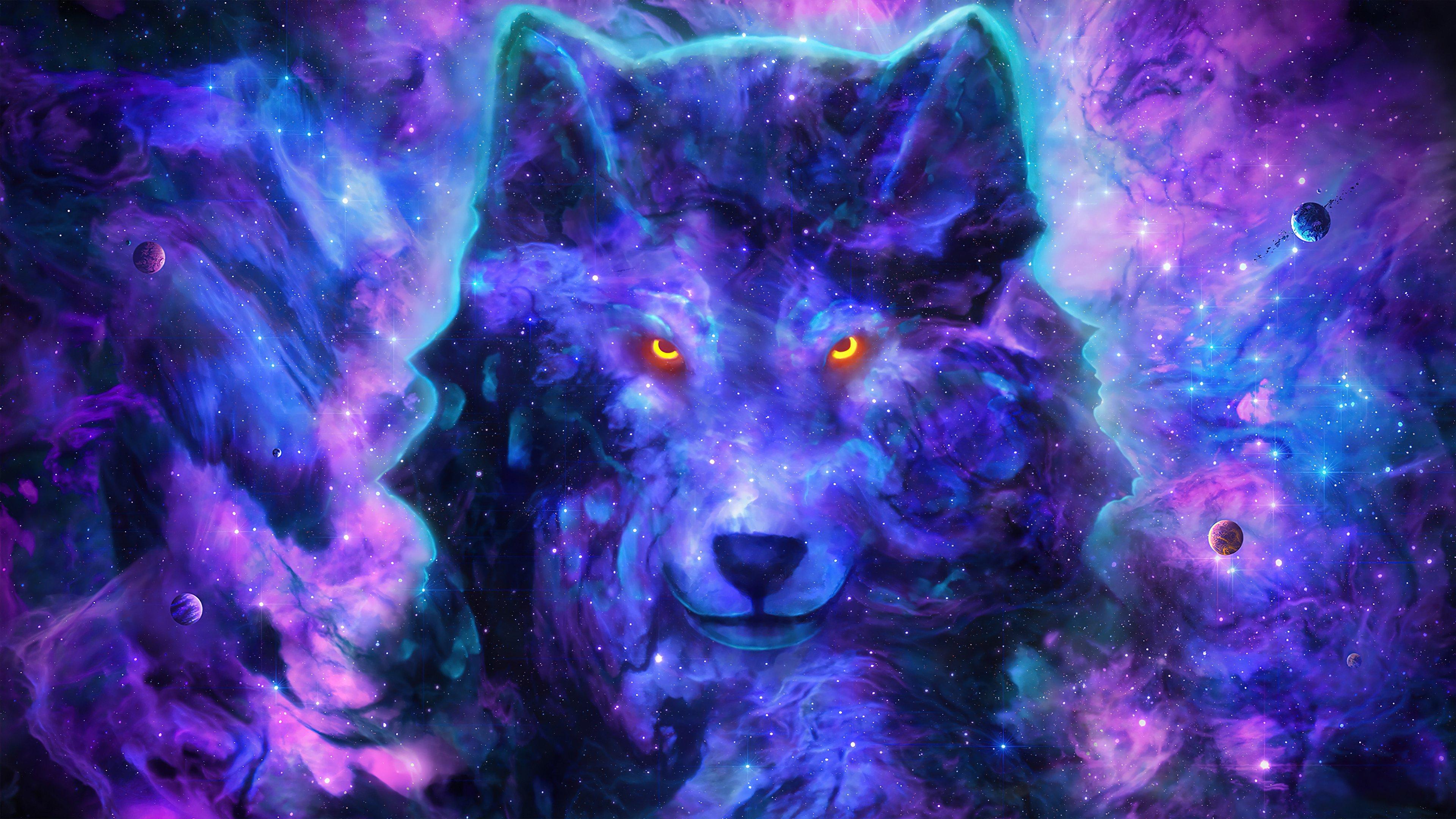 3840x2160 Cosmic Wolf Digital Art Wallpaper 4k Ultra HD