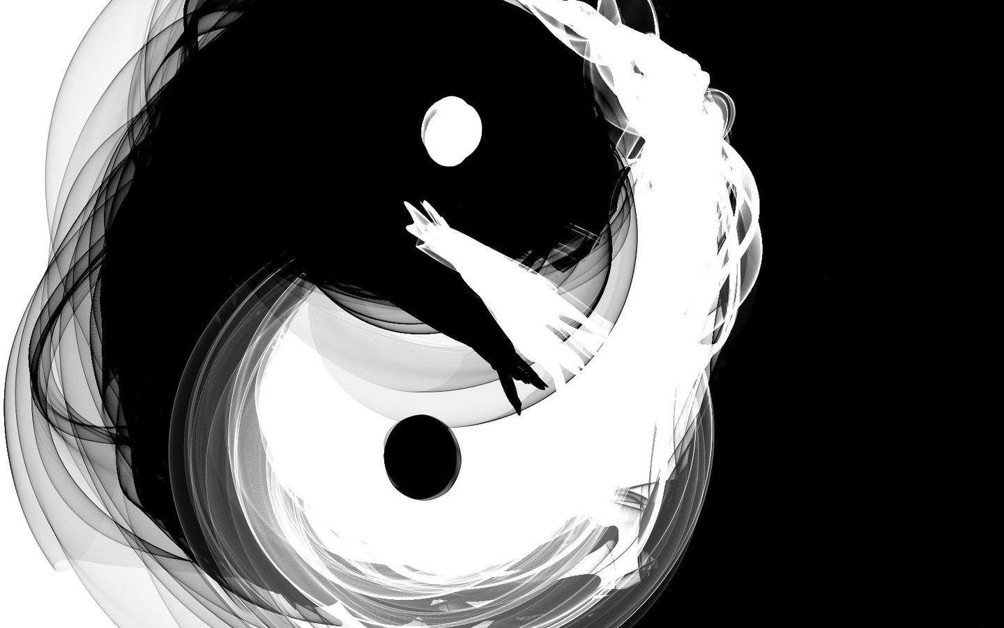 1440x900 digital art, abstract, monochrome, Yin and Yang Gallery HD Wallpaper
