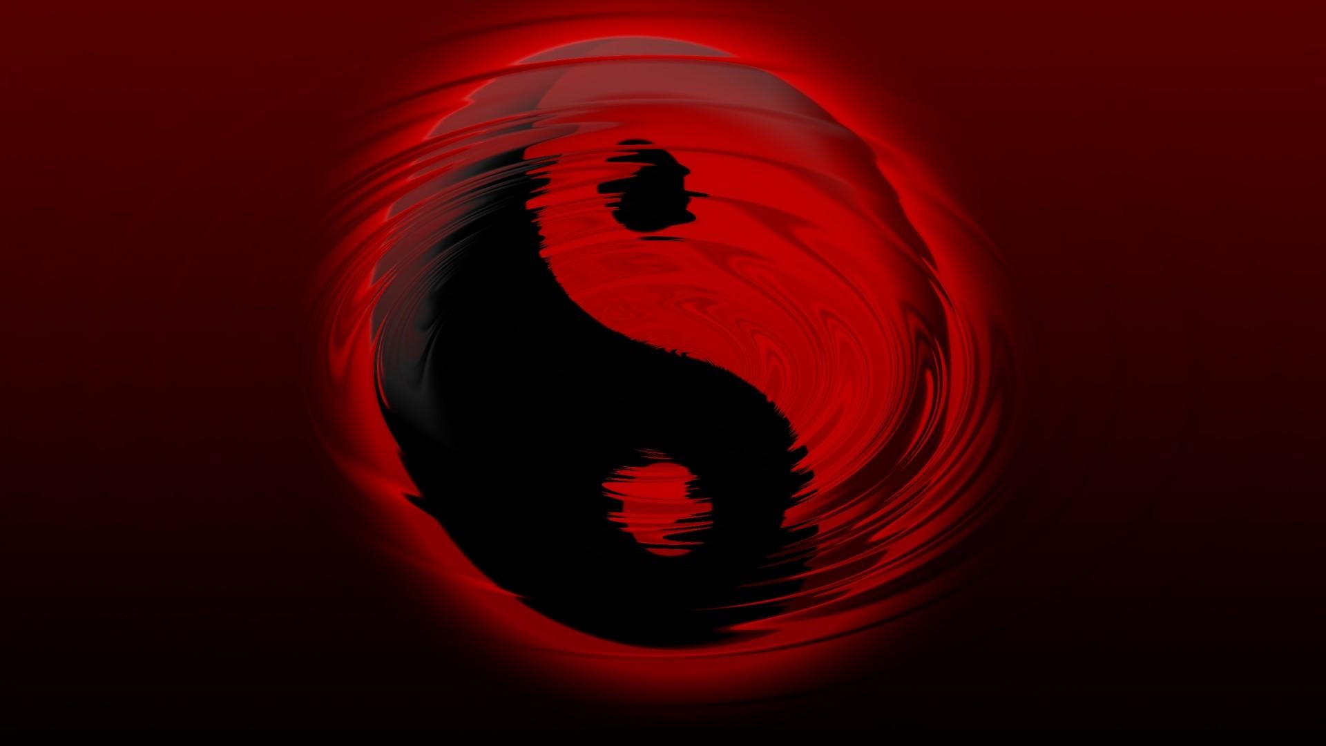 1920x1080 HD Black and Red Yin Yang Symbol Gallery HD Wallpaper
