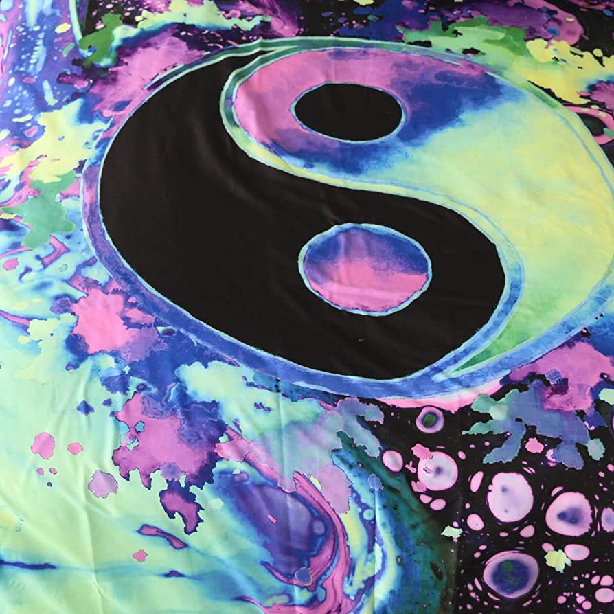 894x894 Sleepwish Colorful Yin Yang Bedding Trippy Psychedelic Art Boho Duvet Covers 3 Pieces Purple Pink Turquoise Splash Bubbles Bed Set (Queen) : Home & Kitchen