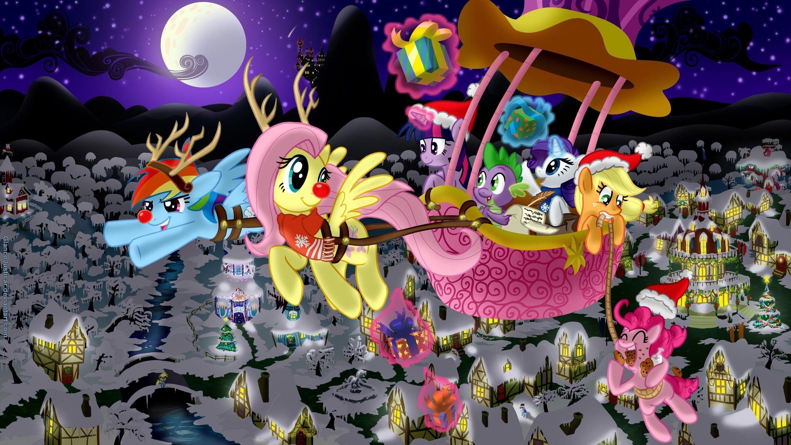 2560x1440 Snow night my little pony fluttershy ponies rainbow dash twilight