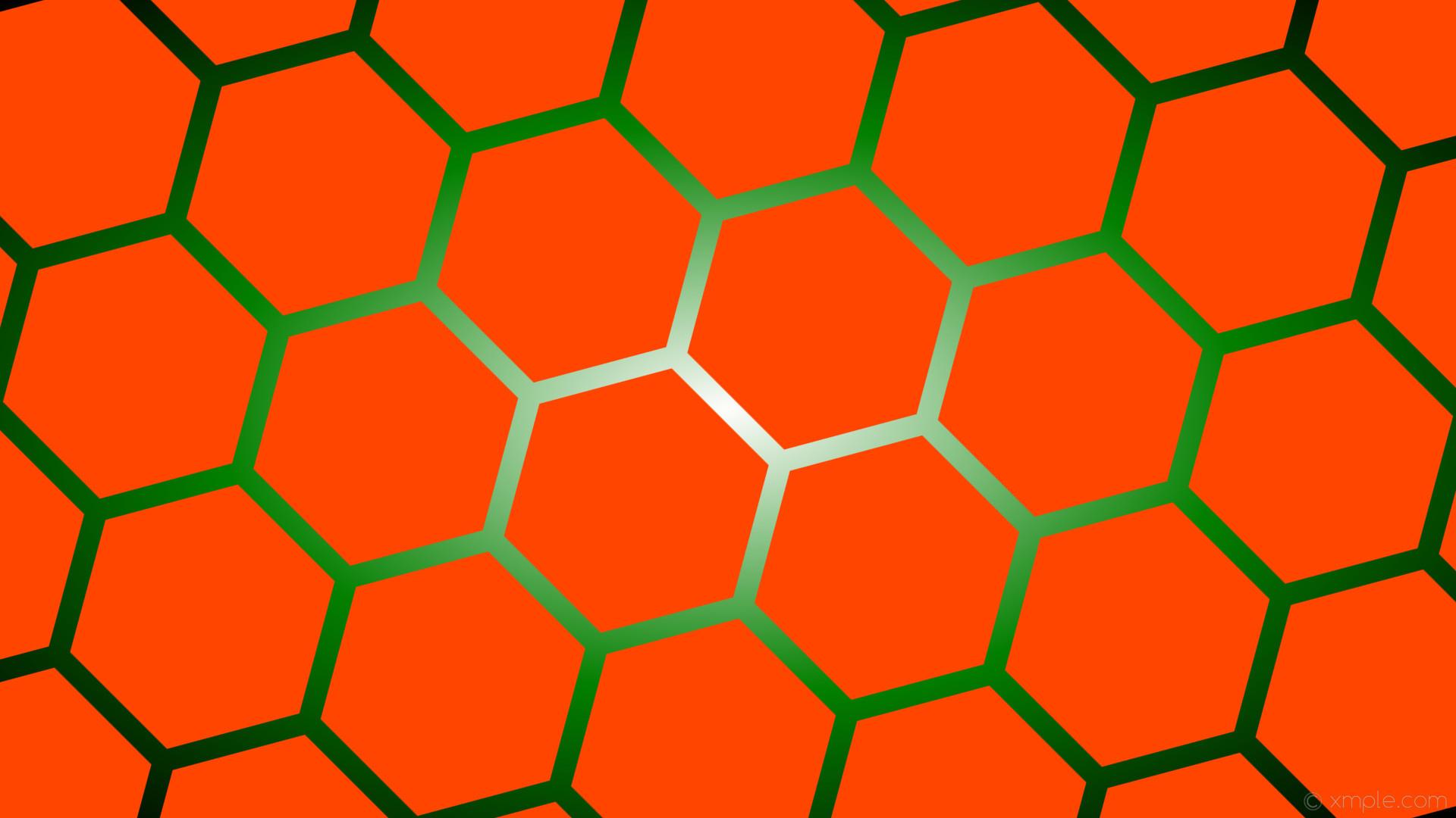 1920x1080 wallpaper hexagon glow gradient green white orange black orangered #ff4500 #ffffff diagonal