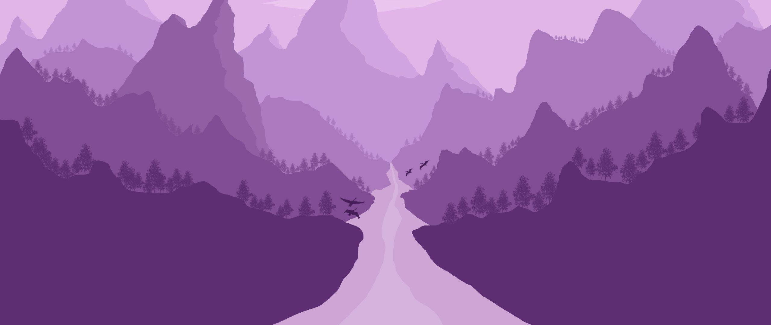 2560x1080 Purple Minimalist Wallpaper
