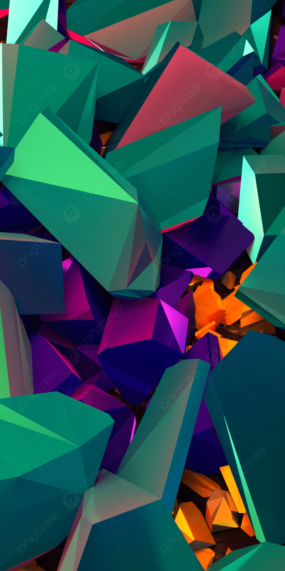 1200x2400 Crystal Wallpaper Background Shiny Green Orange Gem Metallic Wallpaper Image For Free Download