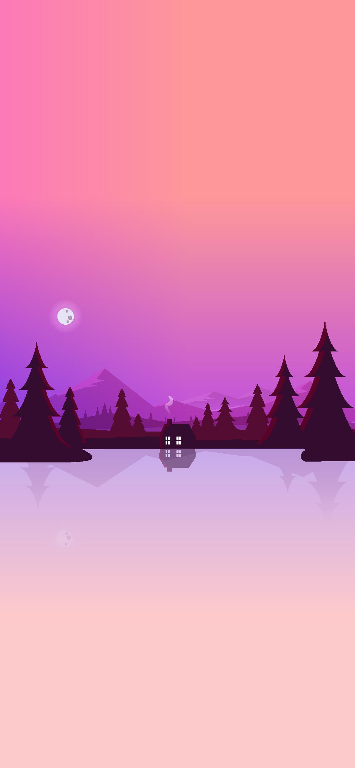 1205x2609 iPhone wallpaper pink landscape minimalist