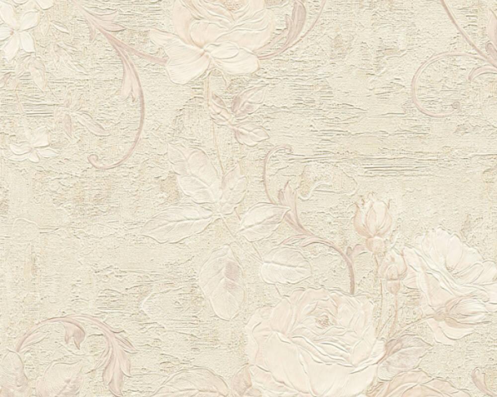 1000x800 A.S. Création Wallpaper «Flowers, Beige, Cream, Grey, Silver» 372244
