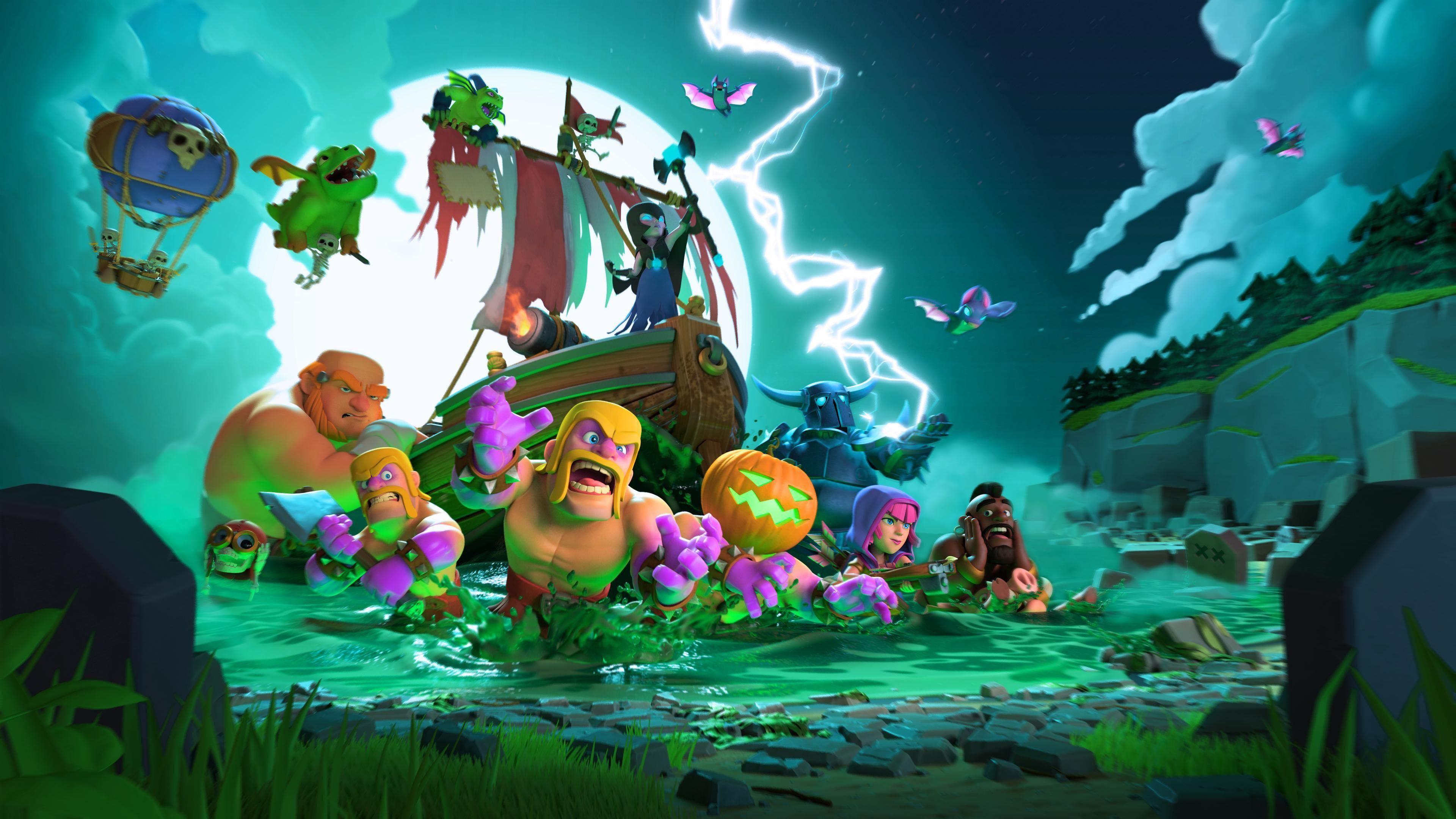 3840x2160 Download 3840x2160 wallpaper clash of clans, mobile game, halloween