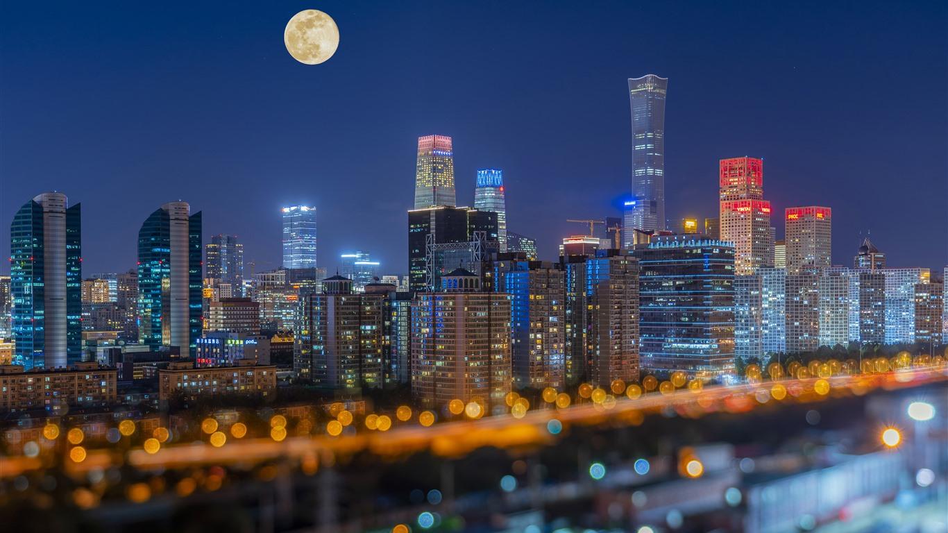 1366x768 Night Beijing International Trade