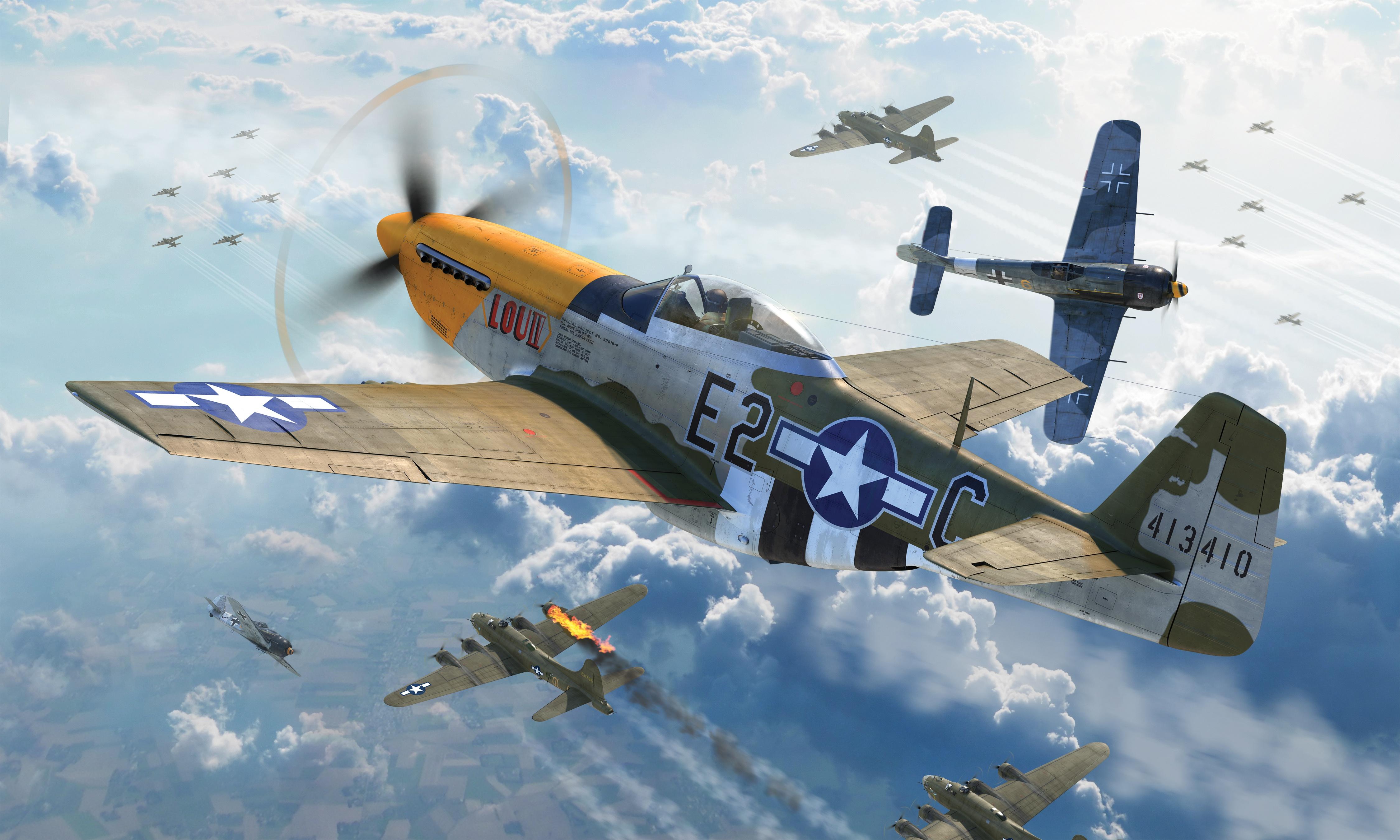 4500x2700 WWII Dogfight Between P 51 Mustang And Focke Wulf Fw 190