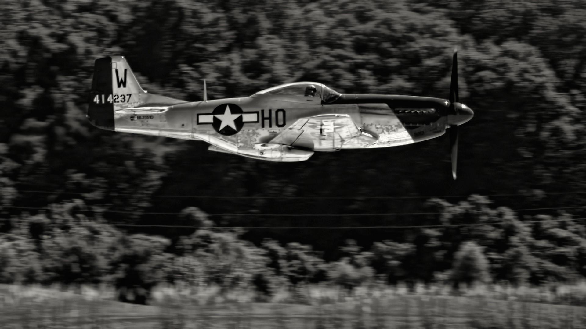 1920x1080 Wallpaper / Aircraft, North American P 51 Mustang, Monochrome Free Download