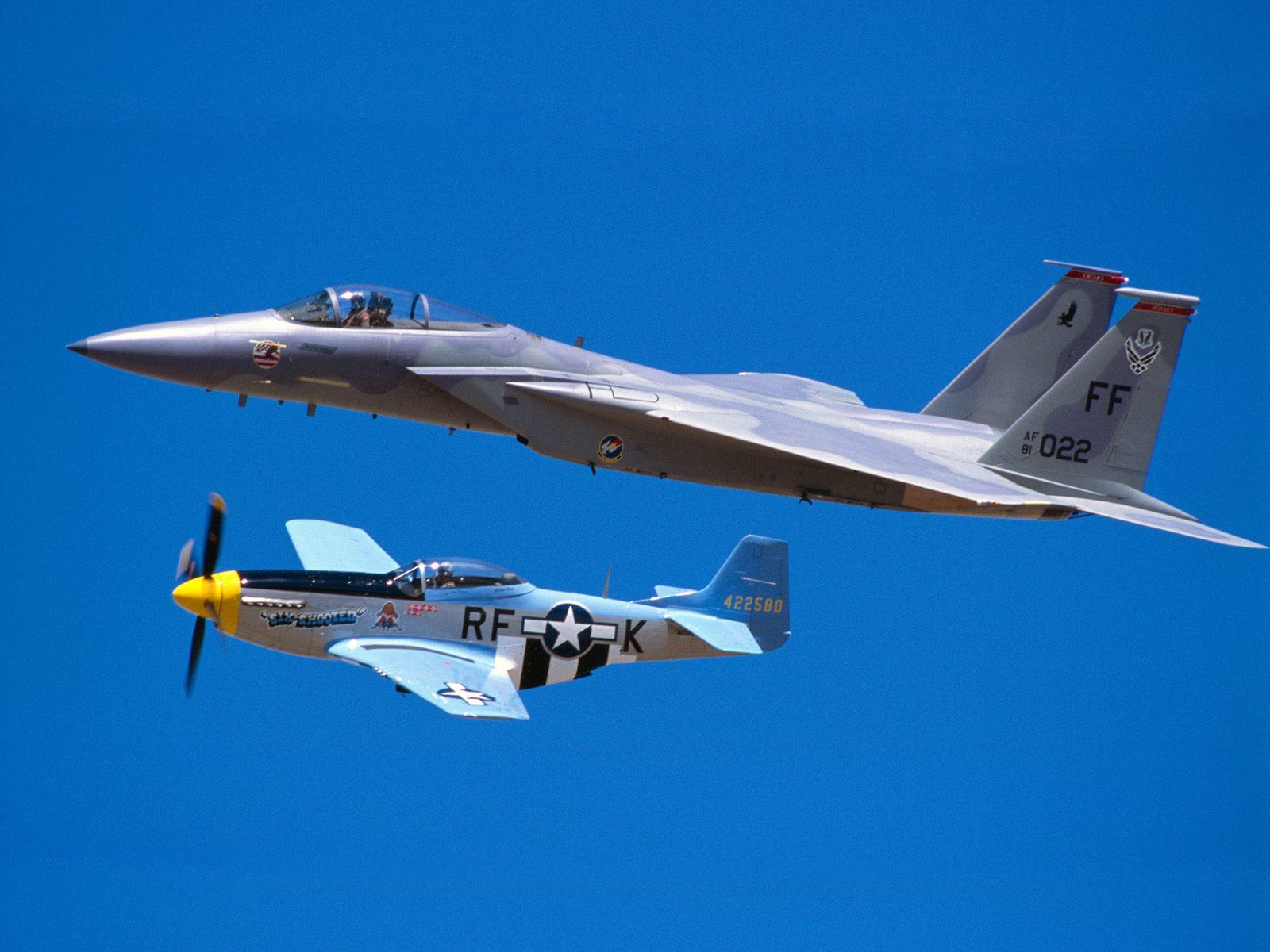 1600x1200 F15 and Mustang wallpaper. F15 and Mustang