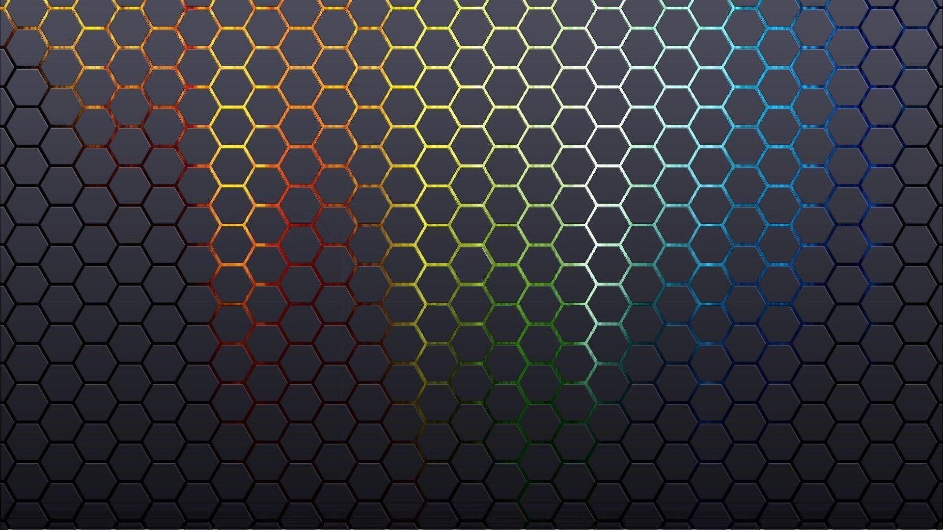 1920x1080 Glowing hexagon pattern, blue white yellow and green mesh decor #abstract x1080 #pattern #hexagon #. HD wallpaper pattern, Hexagon pattern, Pattern wallpaper