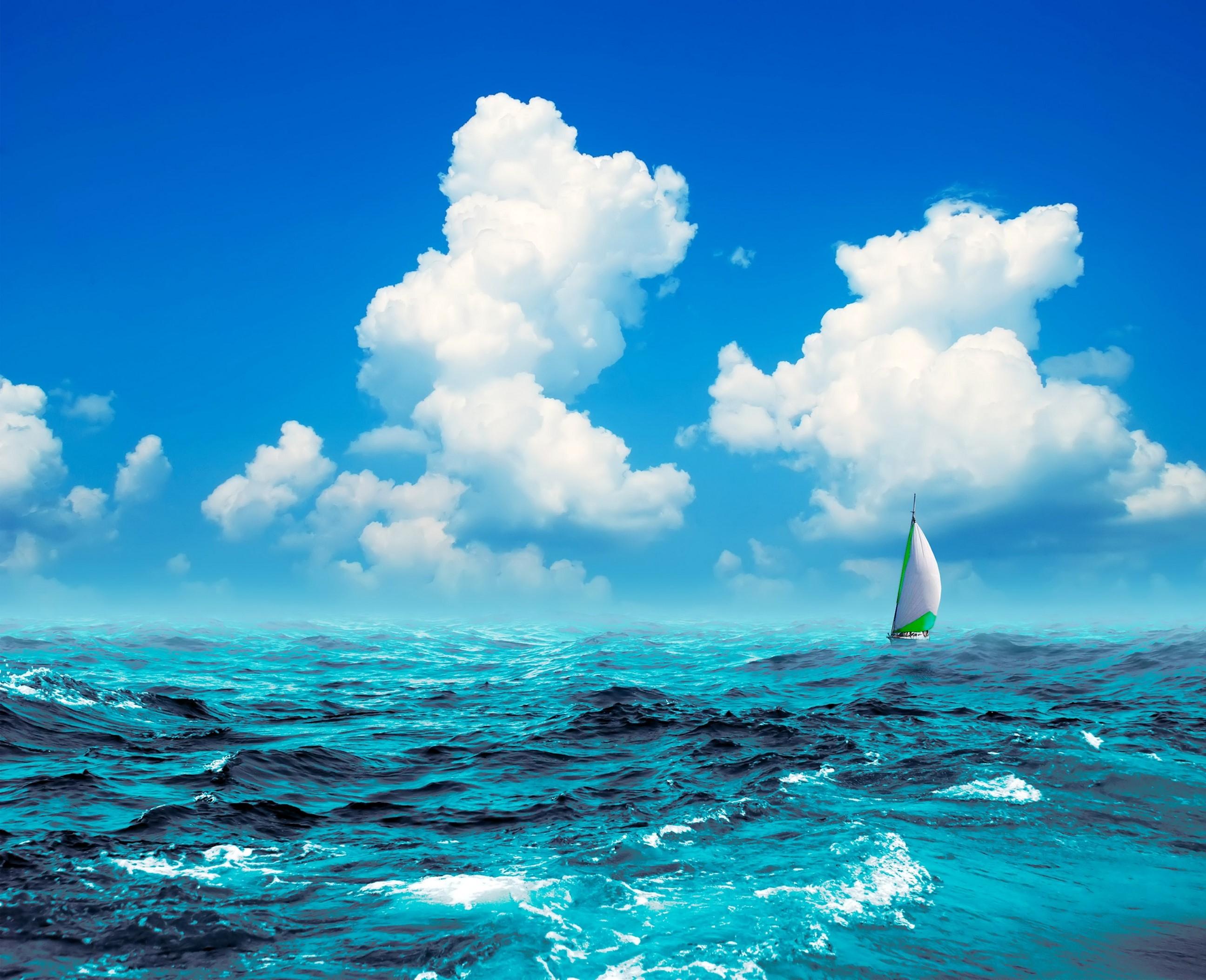 2592x2107 Open sea, Sea, Sky, Clouds Gallery HD Wallpaper