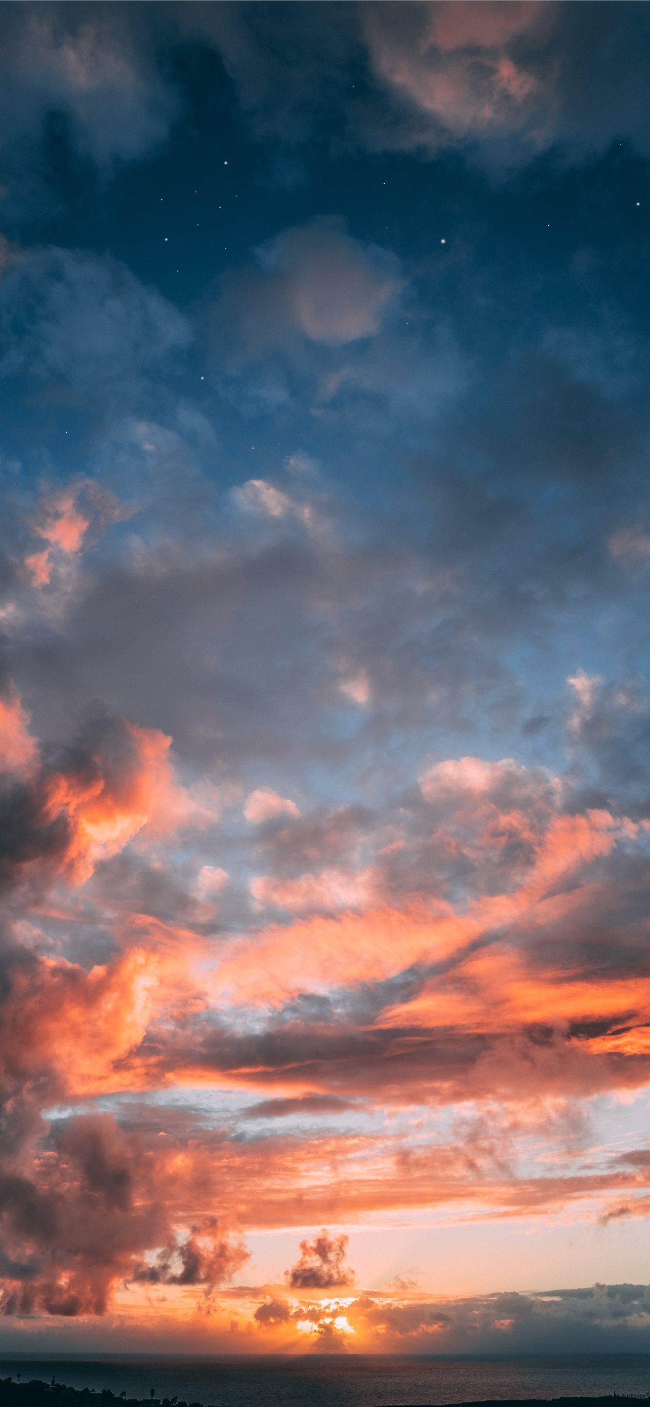 1284x2778 blue orange and gray skies iPhone Wallpaper Free Download