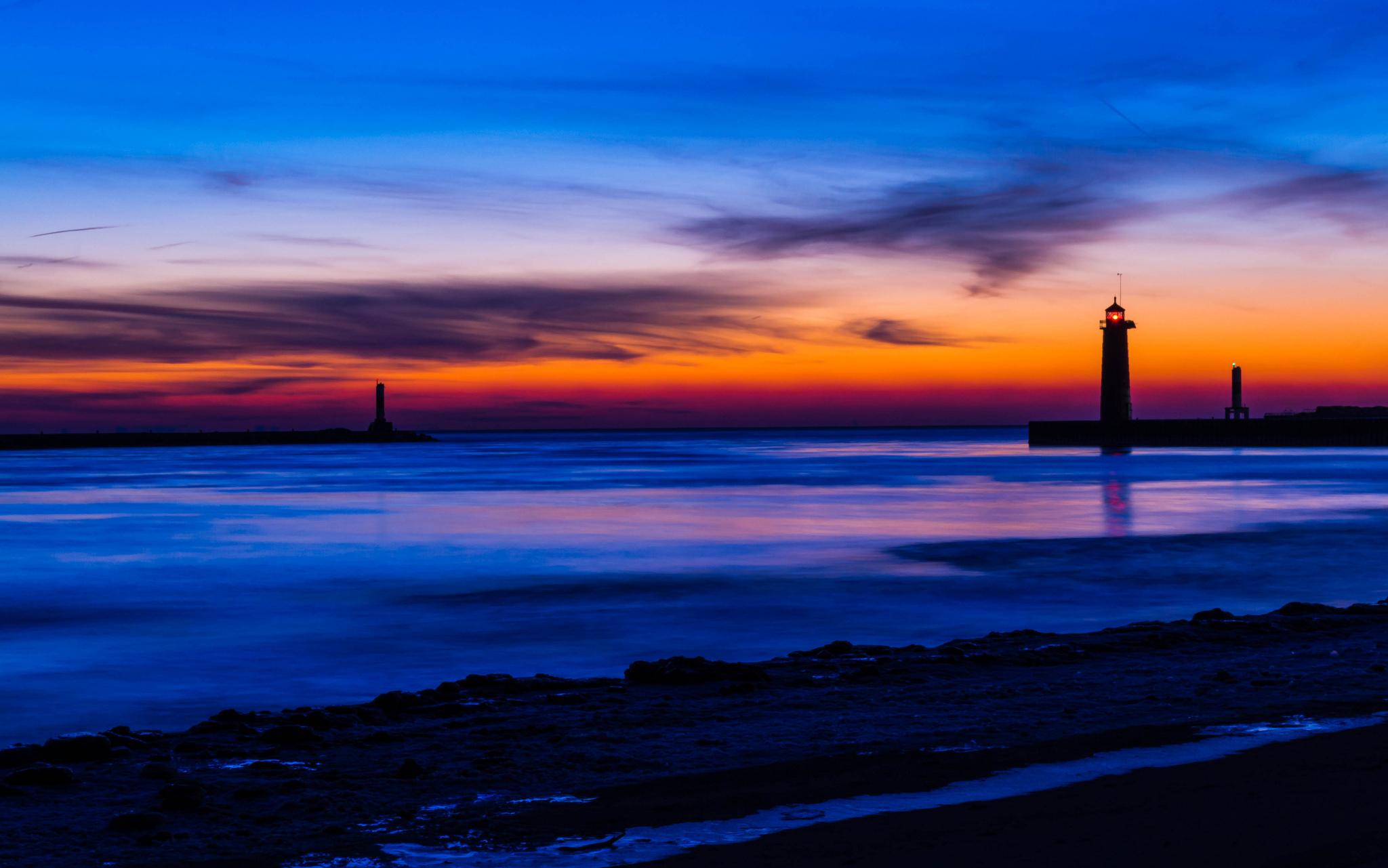 2048x1281 Free download beach lighthouse night orange sunset blue sky clouds wallpaper [2048x1281] for your Desktop, Mobile & Tablet. Explore Beach At Night Wallpaper. Nyc At Night Wallpaper, Stars