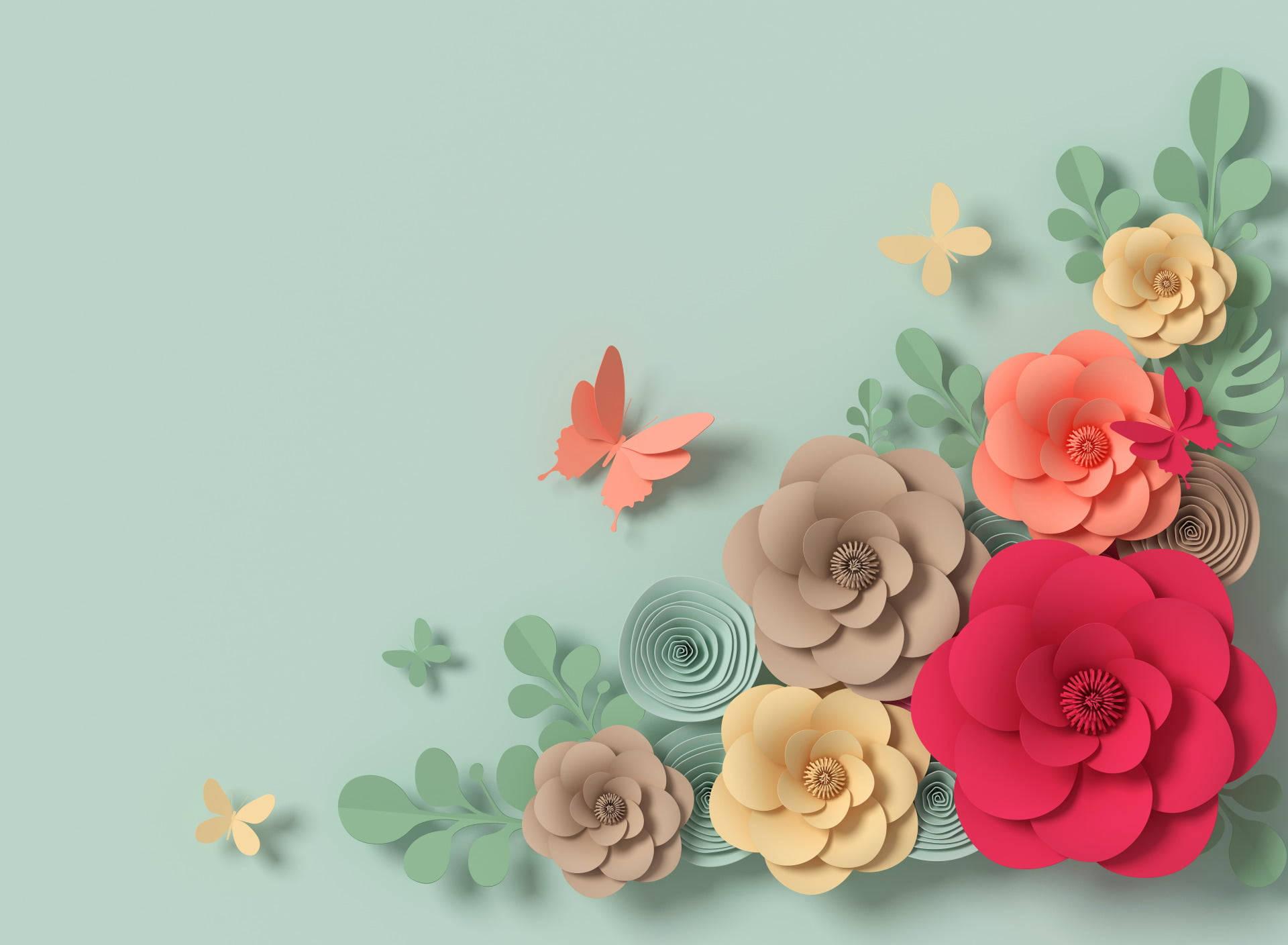 1920x1408 Download Paper Flowers And Butterflies Pastel Desktop Wallpaper