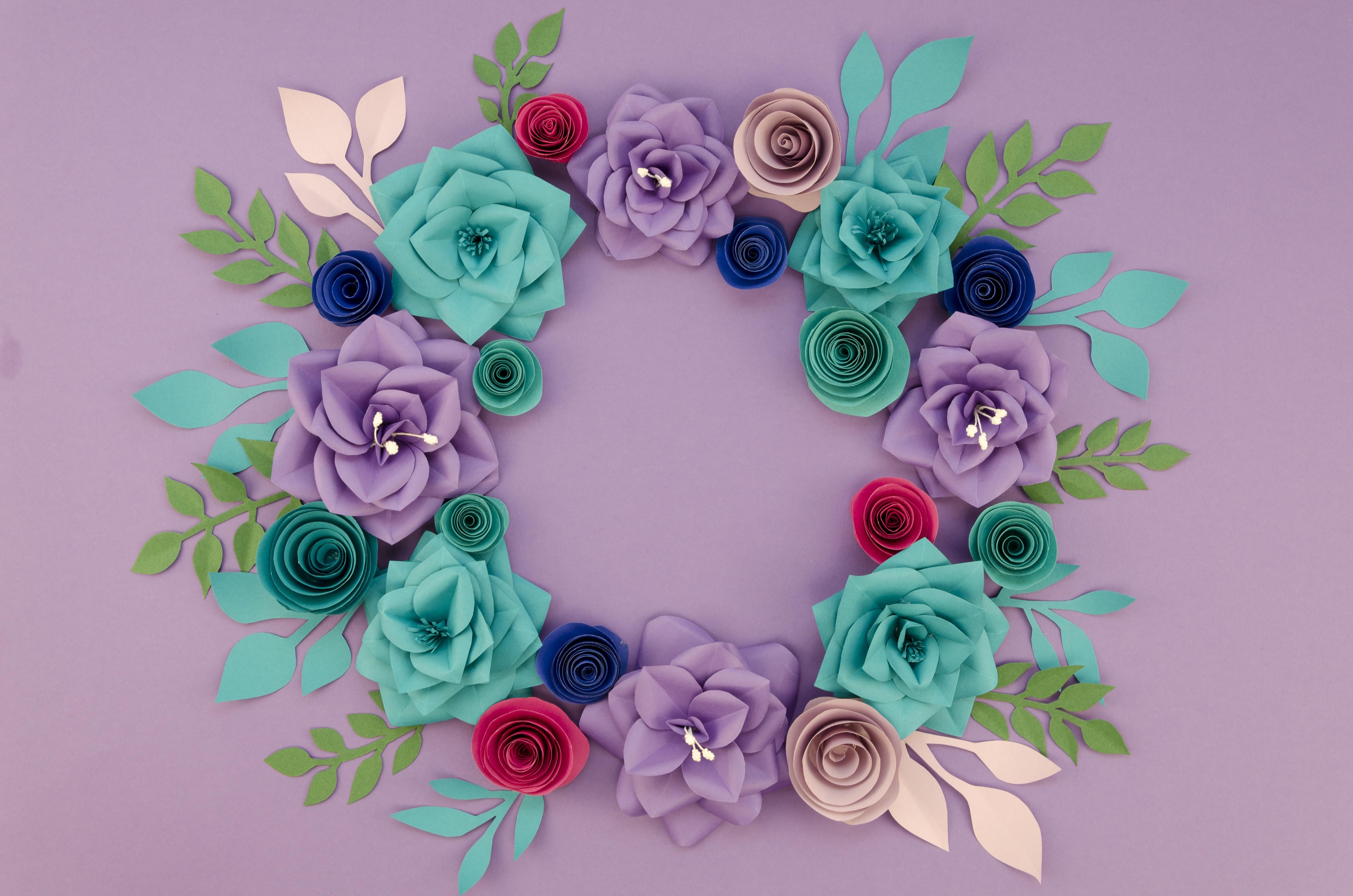 4928x3264 Desktop Wallpaper Paper Flowers Colored background 4928x3264