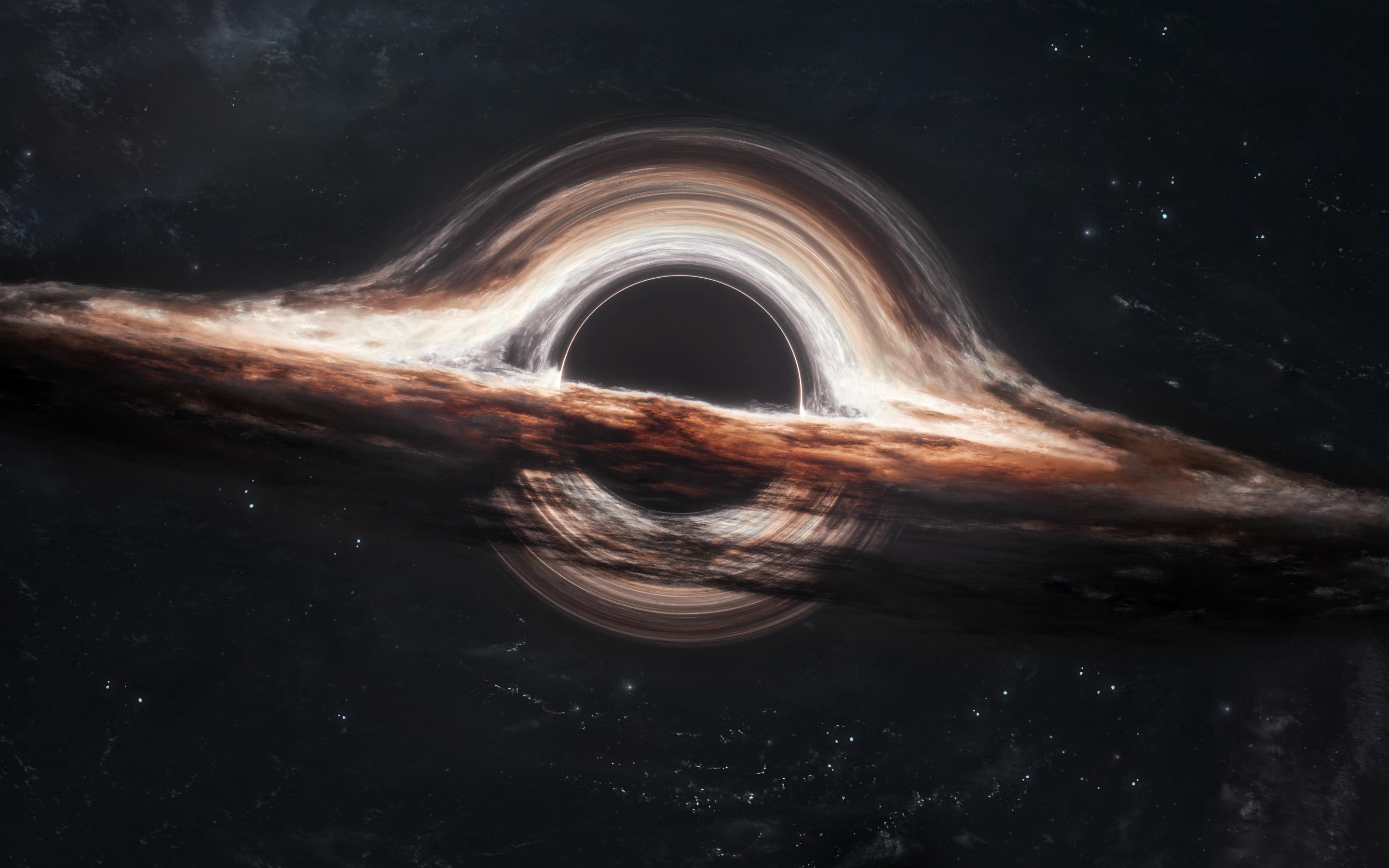 2880x1800 Gargantua black hole Wallpaper 4K, Interstellar, Cosmos, Space