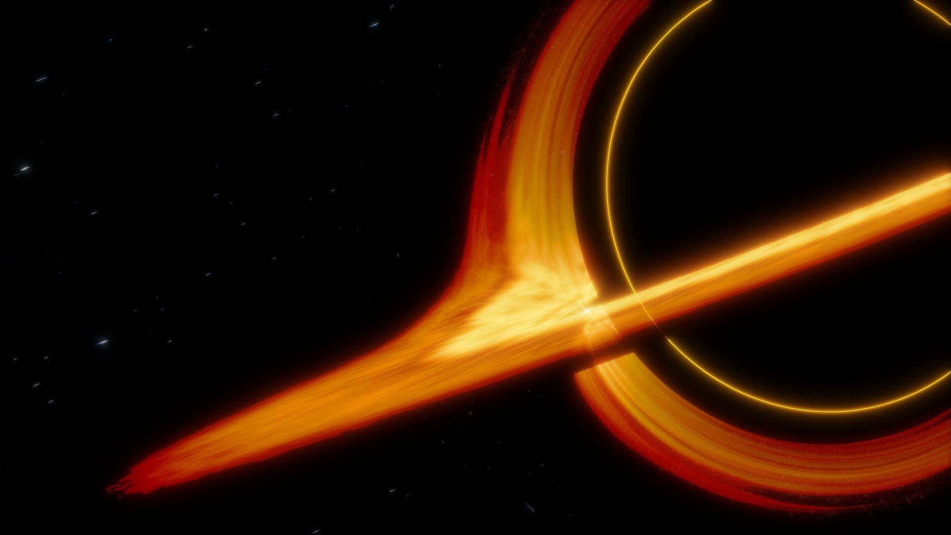 1920x1080 Desktop Wallpaper Artwork, Orange Rings, Black Hole, HD Image, Picture, Background, 19762d