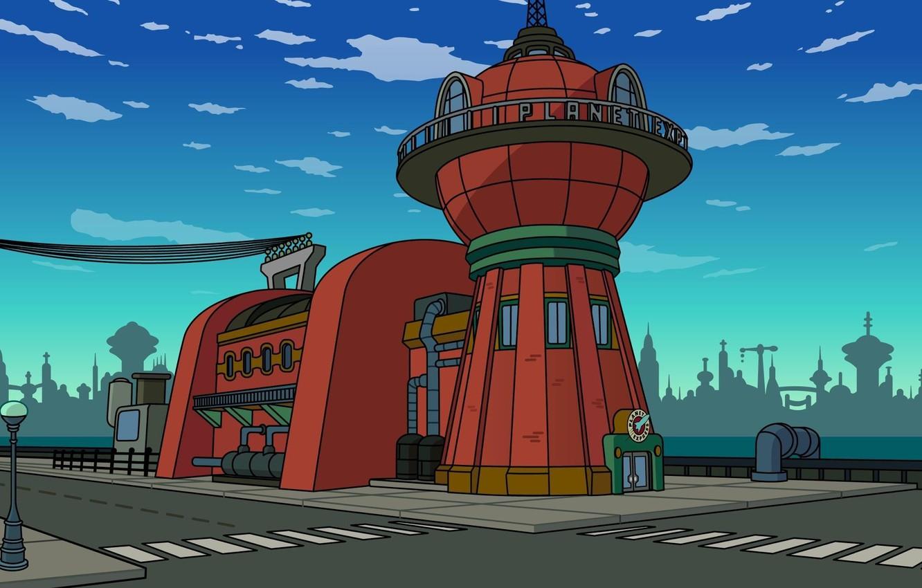 1332x850 Wallpaper street, the building, Futurama, Futurama, Planet Express image for desktop, section фильмы