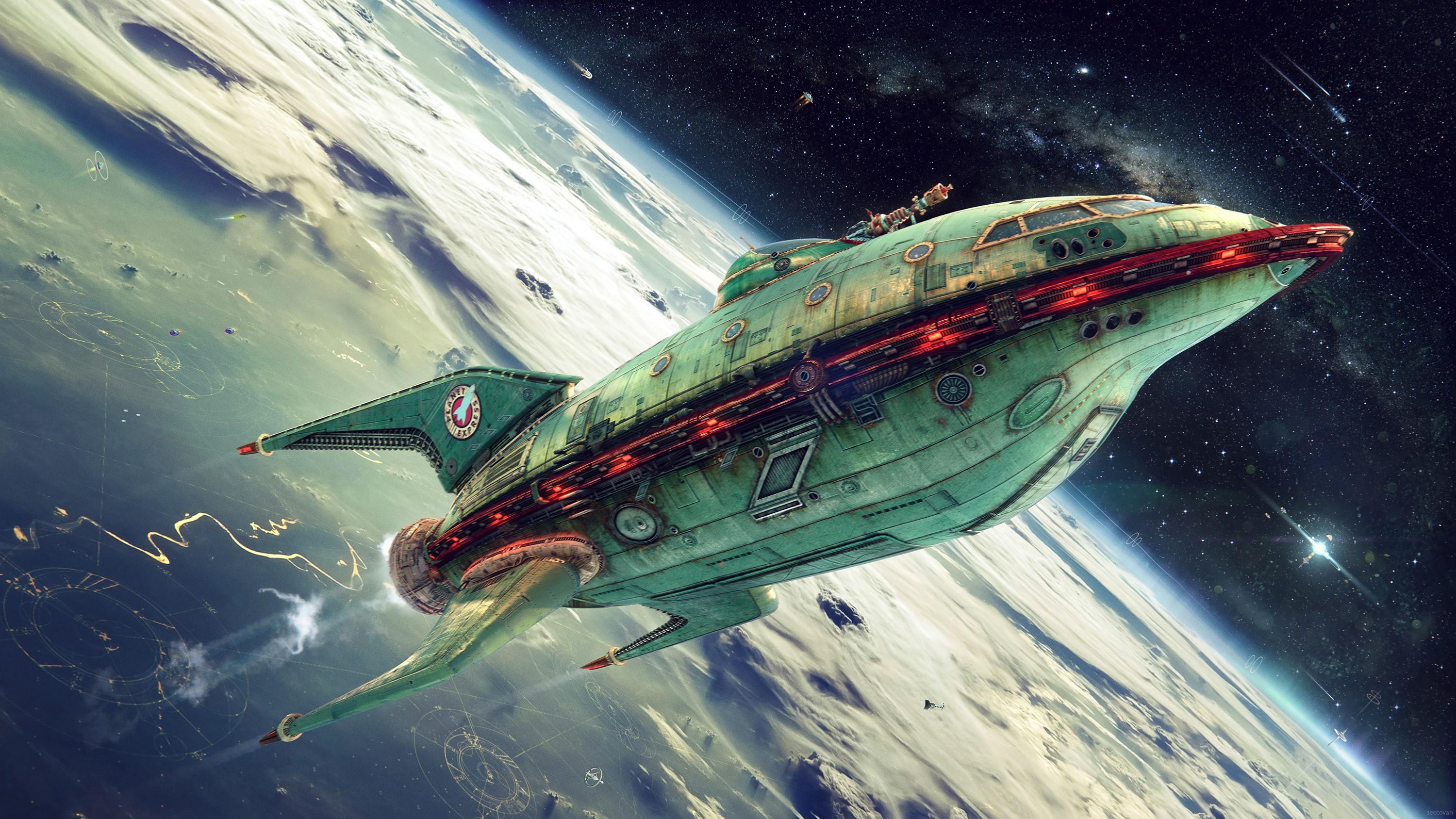 3000x1688 spaceship, Futurama, planet express Gallery HD Wallpaper
